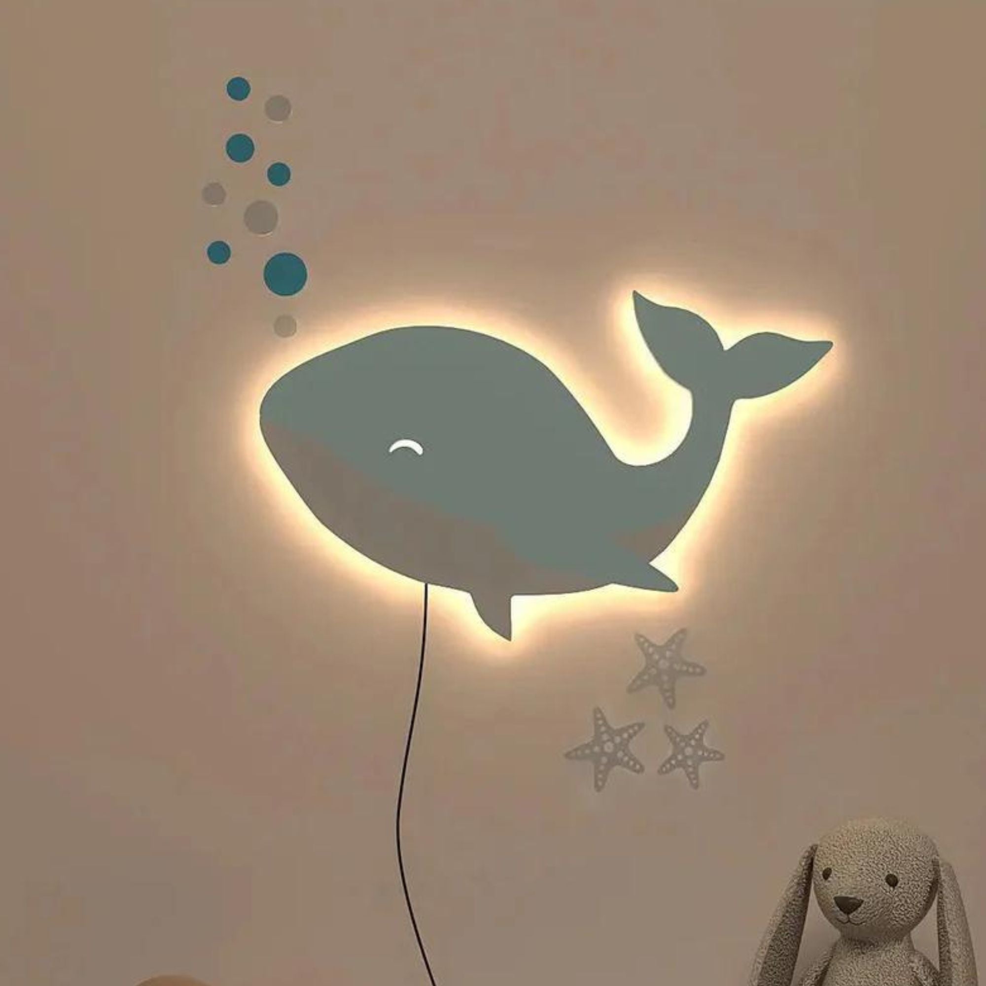 Baby Dolphin Backlit Wooden Wall Décor