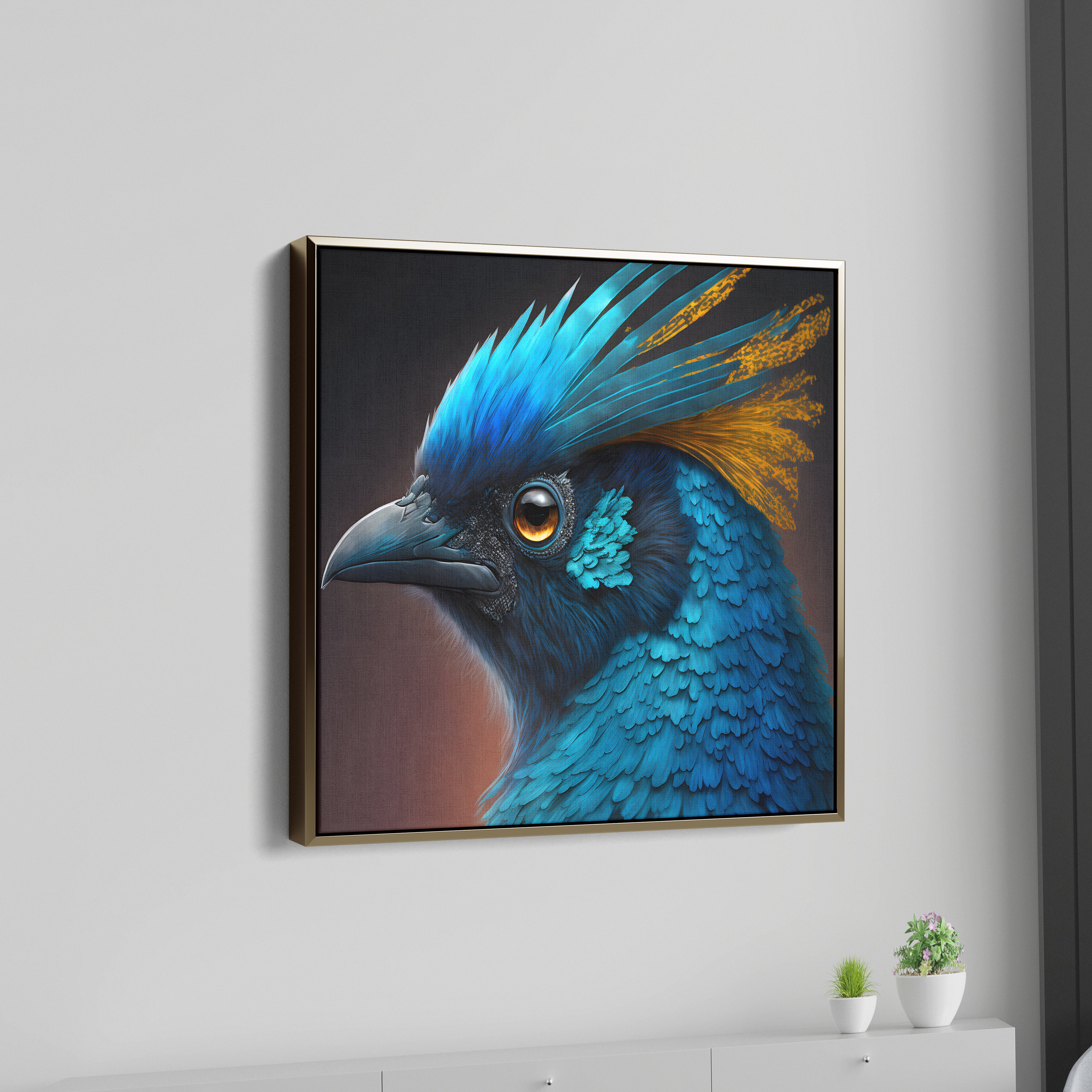 A Colorful Bird With A Multicolored Head Canvas Wall Painting