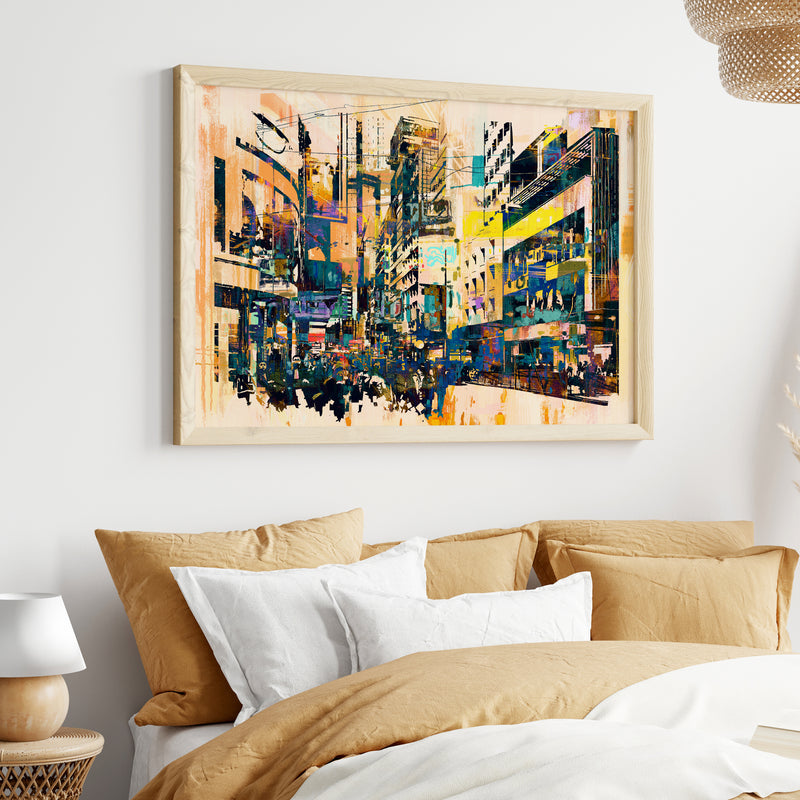 City in Sunlight Abstract Canvas Wall Painting