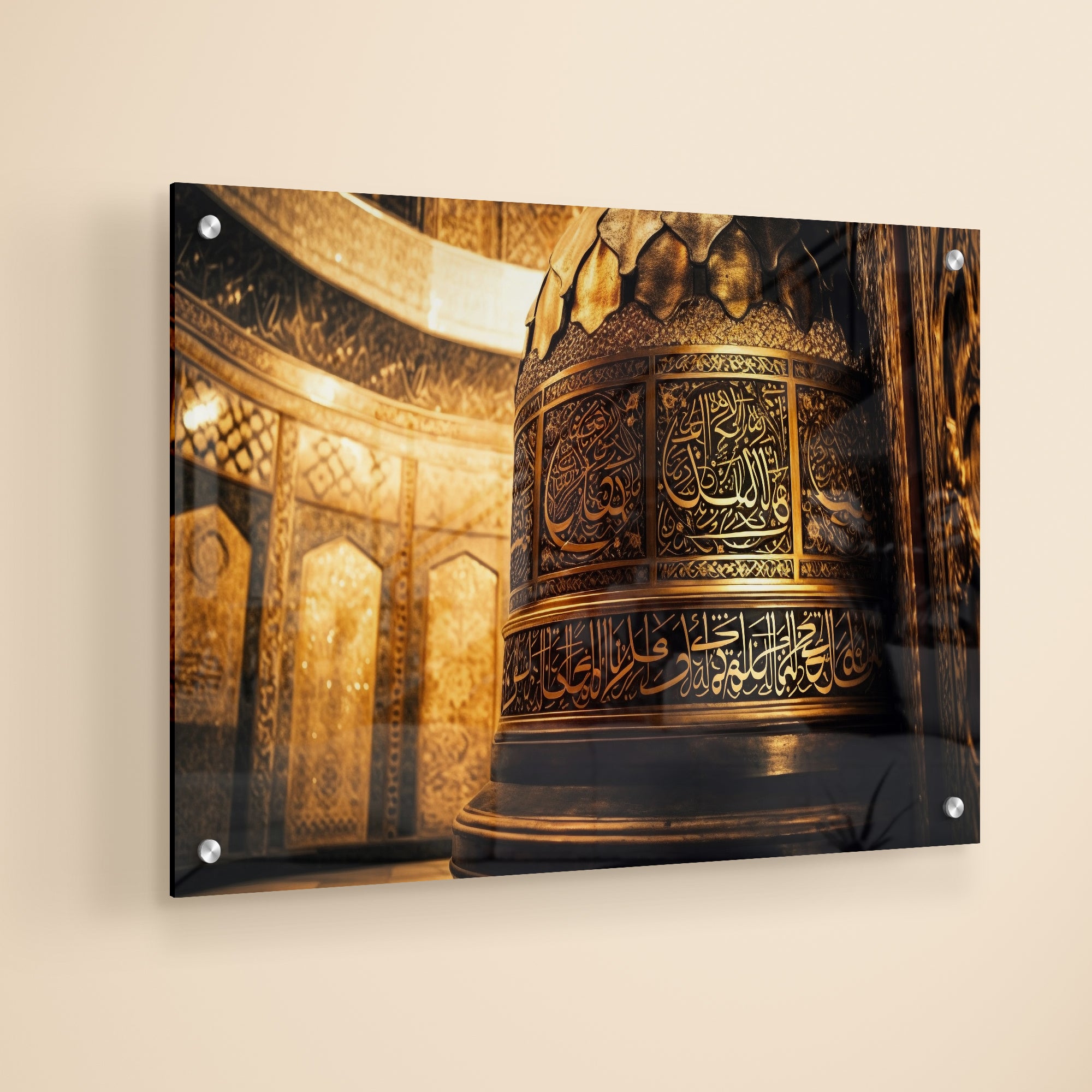 Islamic Golden Minarets Acrylic Wall Painting