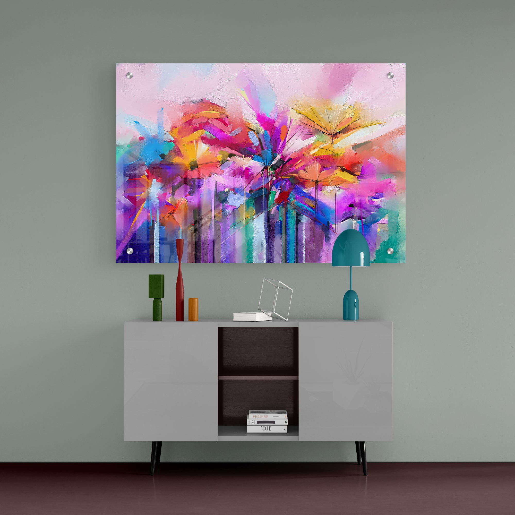Abstract Colorful Spring Flower Morden Acrylic Painting