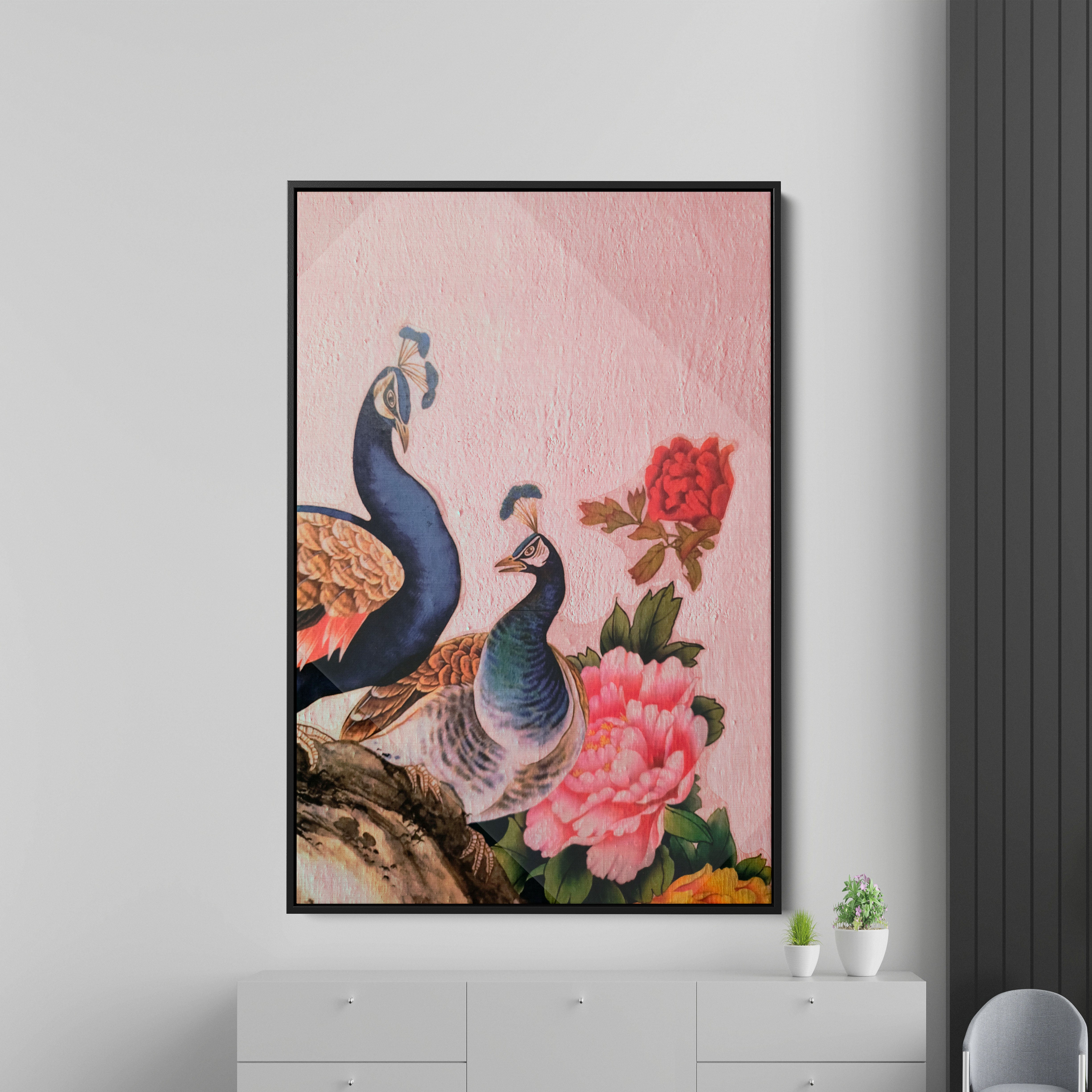 Victorian Peacock Antique Canvas Wall Painting