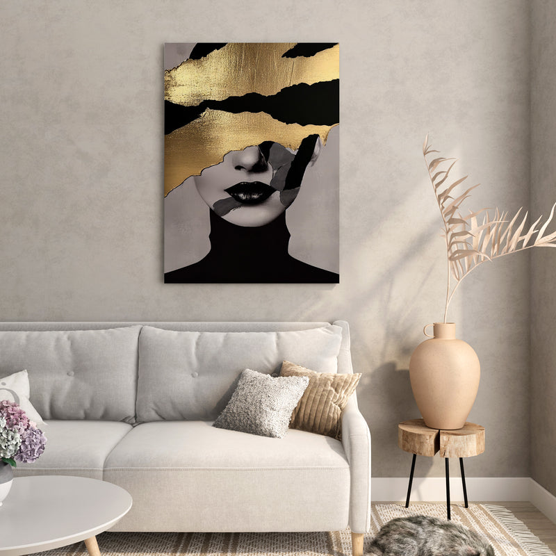 Black And Gold Art Women Stretch Canvas Wall Painting