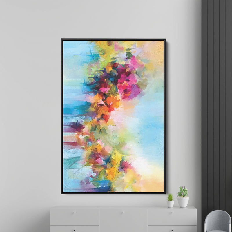 Vibrant Abstract Floral Painted Brush Stroke Premium Wall Painting