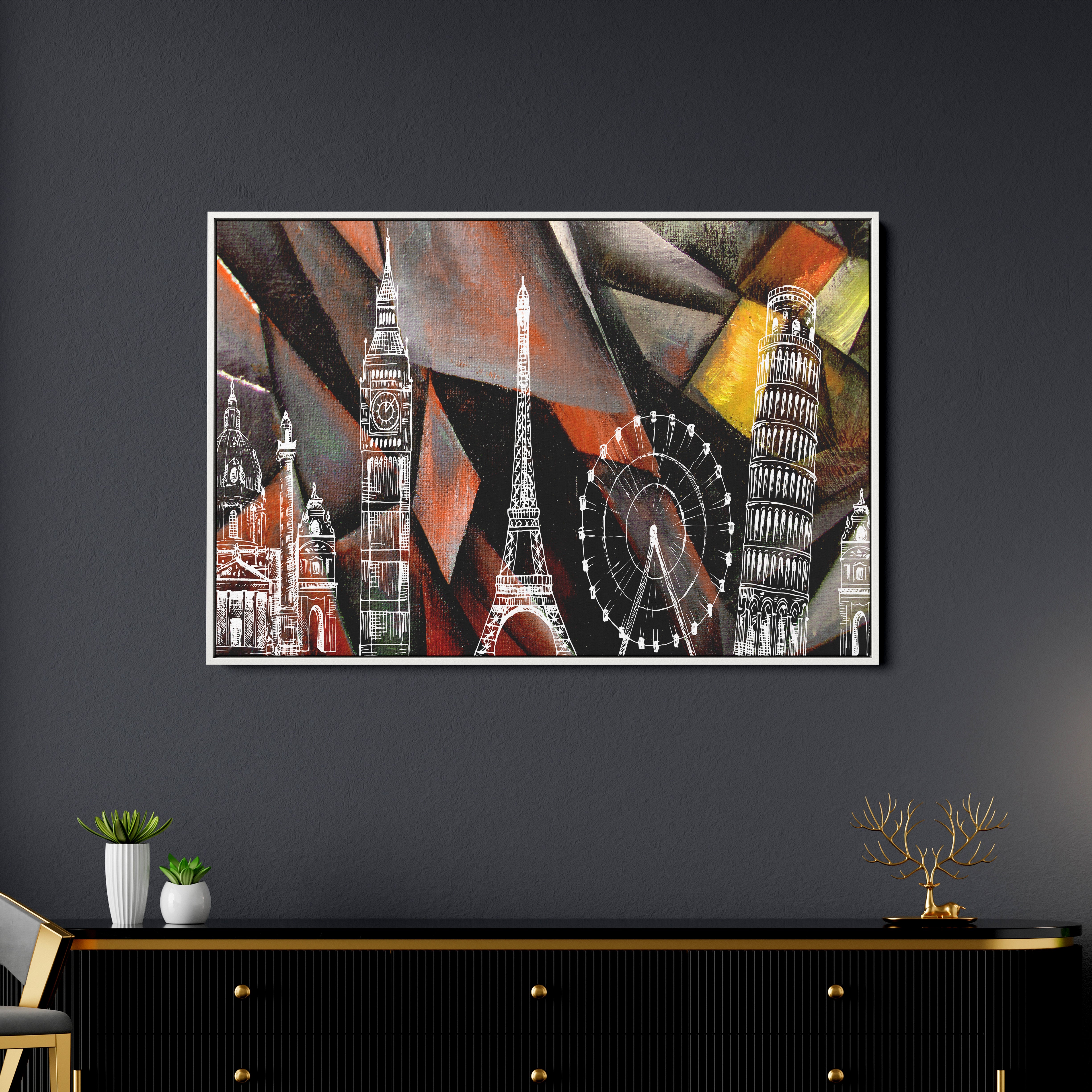 Beautiful Famous Monuments Canvas Wall Painting