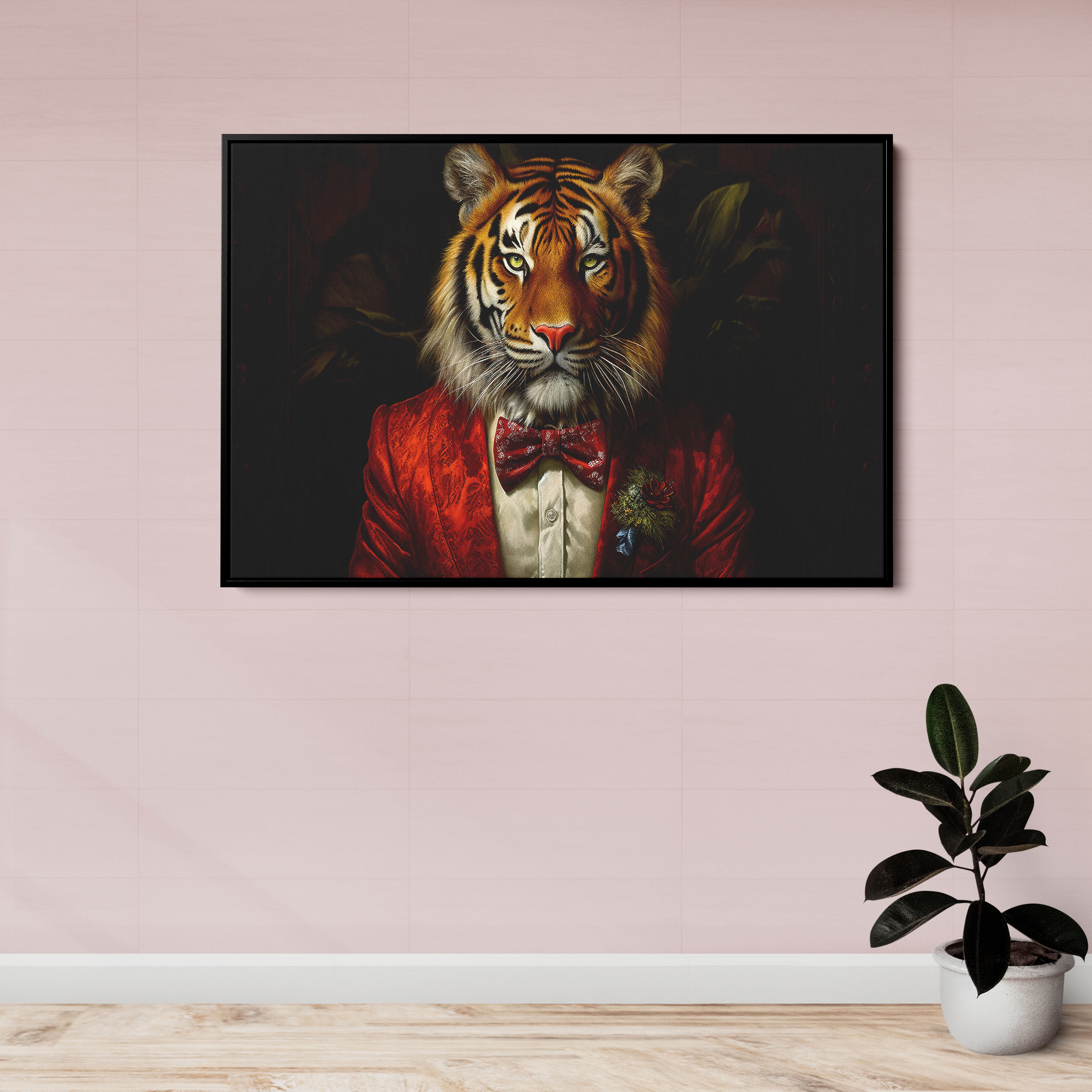 Tiger In Red Suit Canvas Wall Painting
