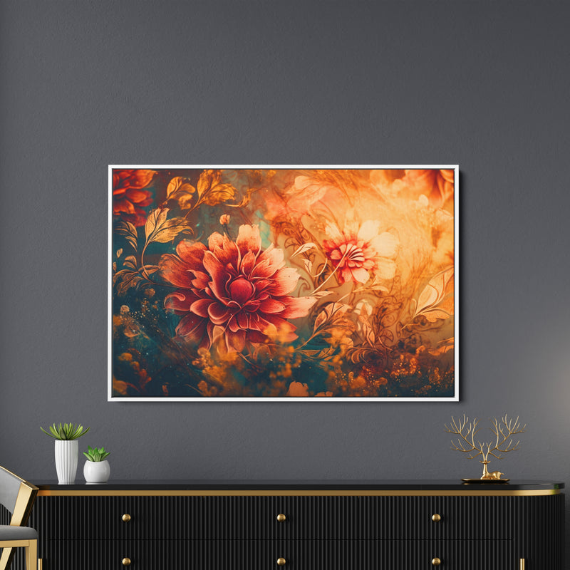 Floral Patterns Decorate Canvas Wall Painting