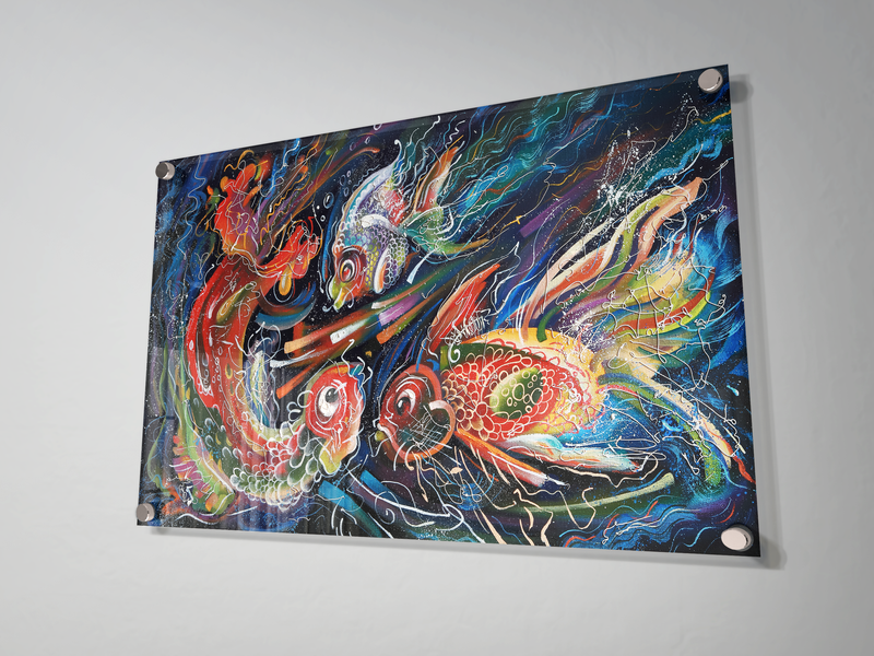 Mesmerizing Fish Abstract Art Premium Acrylic Wall Painting
