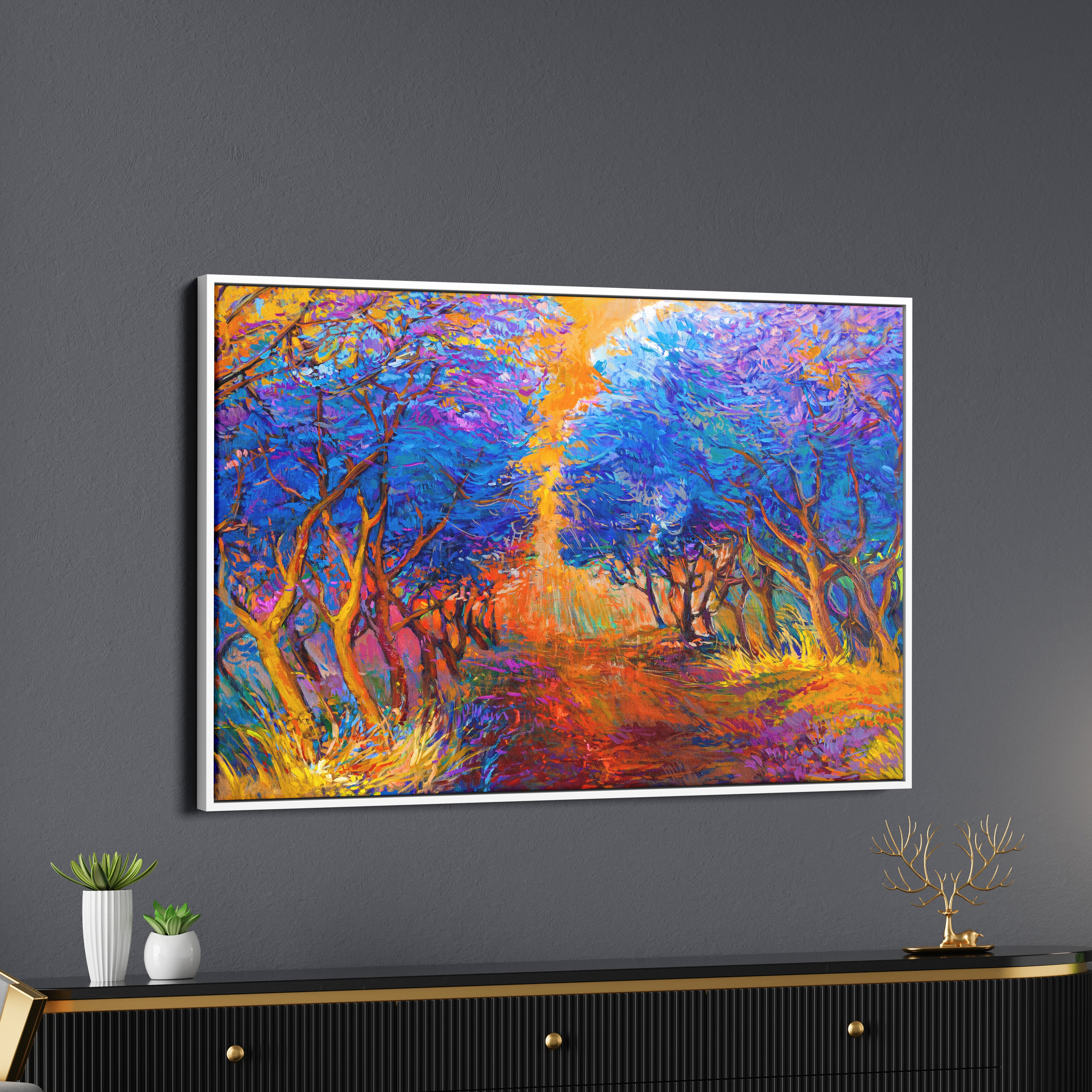 Blue Autumn Forest Canvas Wall Painting
