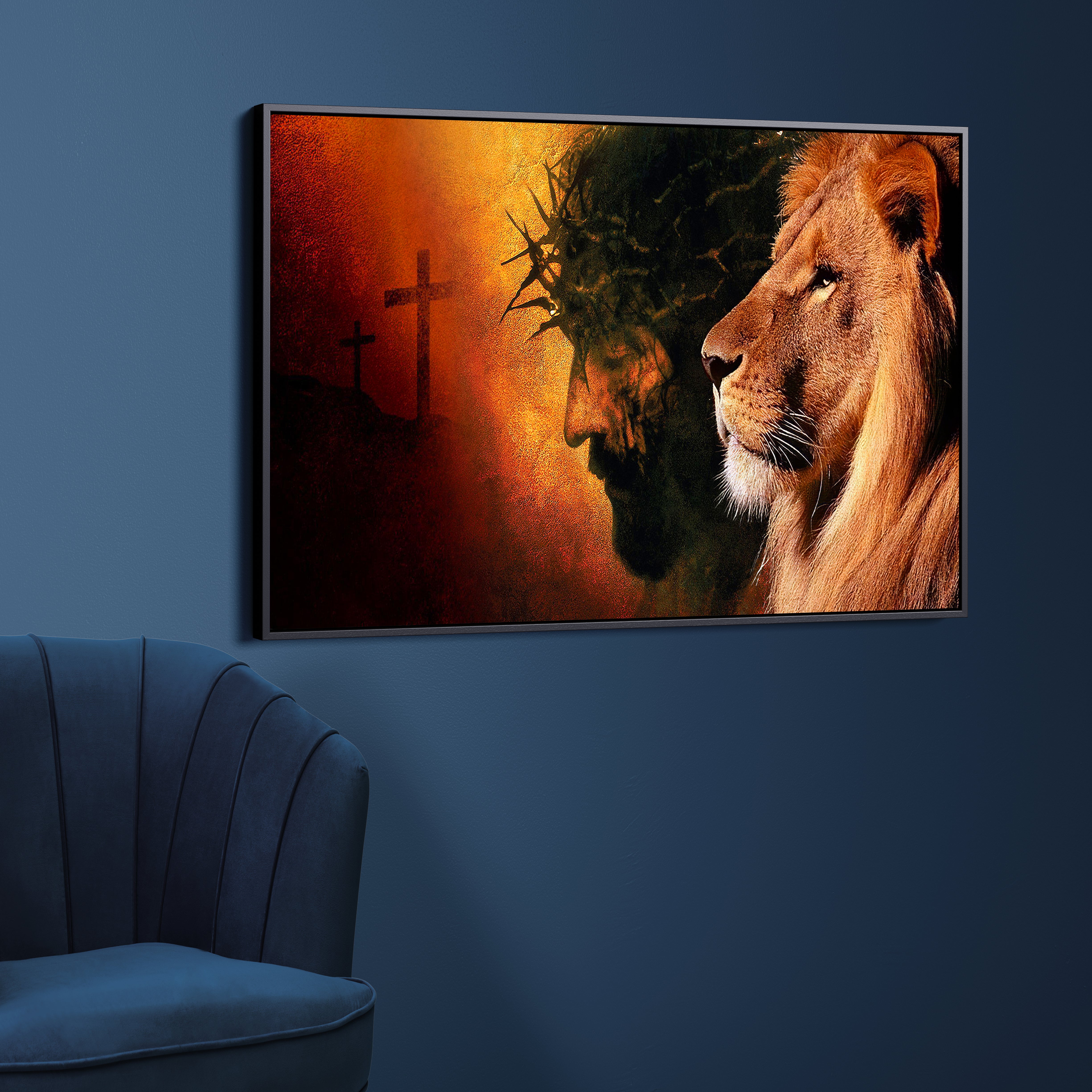 Jejus And Lion Face Canvas Wall Painting
