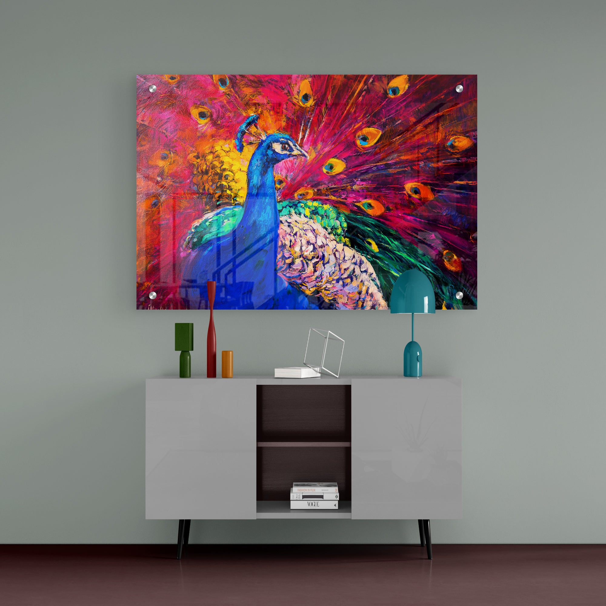 Vivid Peacock Abstract Art Acrylic Painting