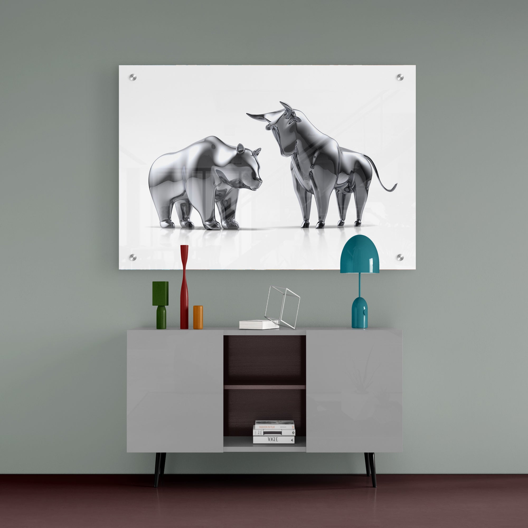 Bull And Bear Premium Acrylic Wall Painting