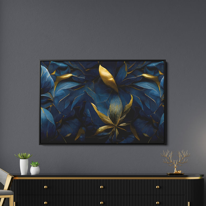 Golden Tropical Leaves Wall Painting