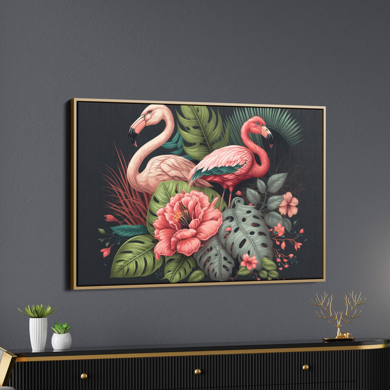 Flamingo And Tropical Jungle Canvas Wall Painting