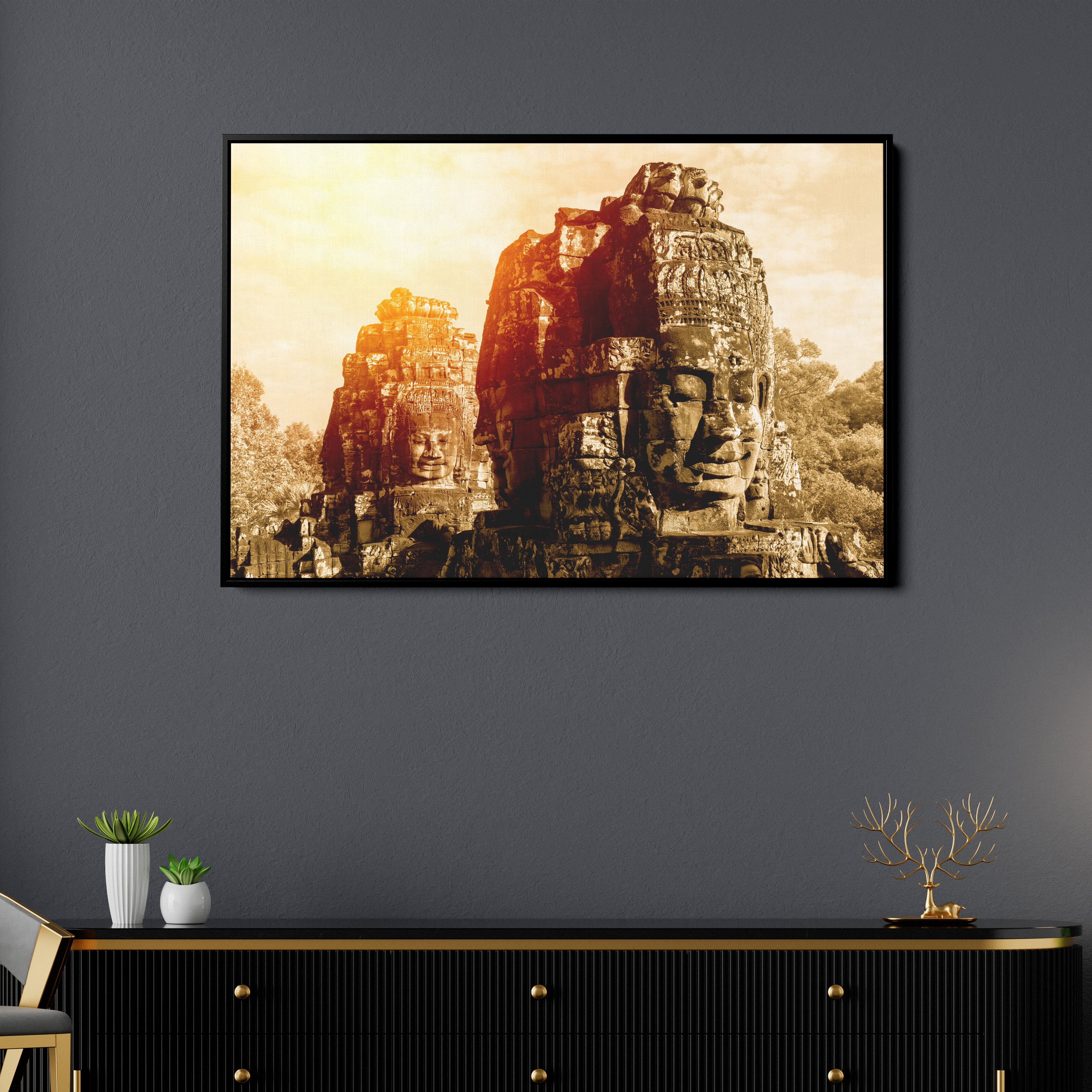 Faces Of Bayon Temple  Canvas Wall Painting