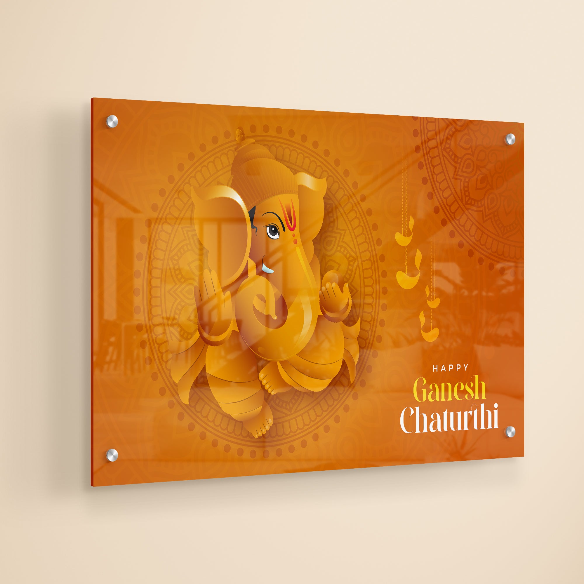 Happy Ganesh Chaturthi Acrylic Wall Painting