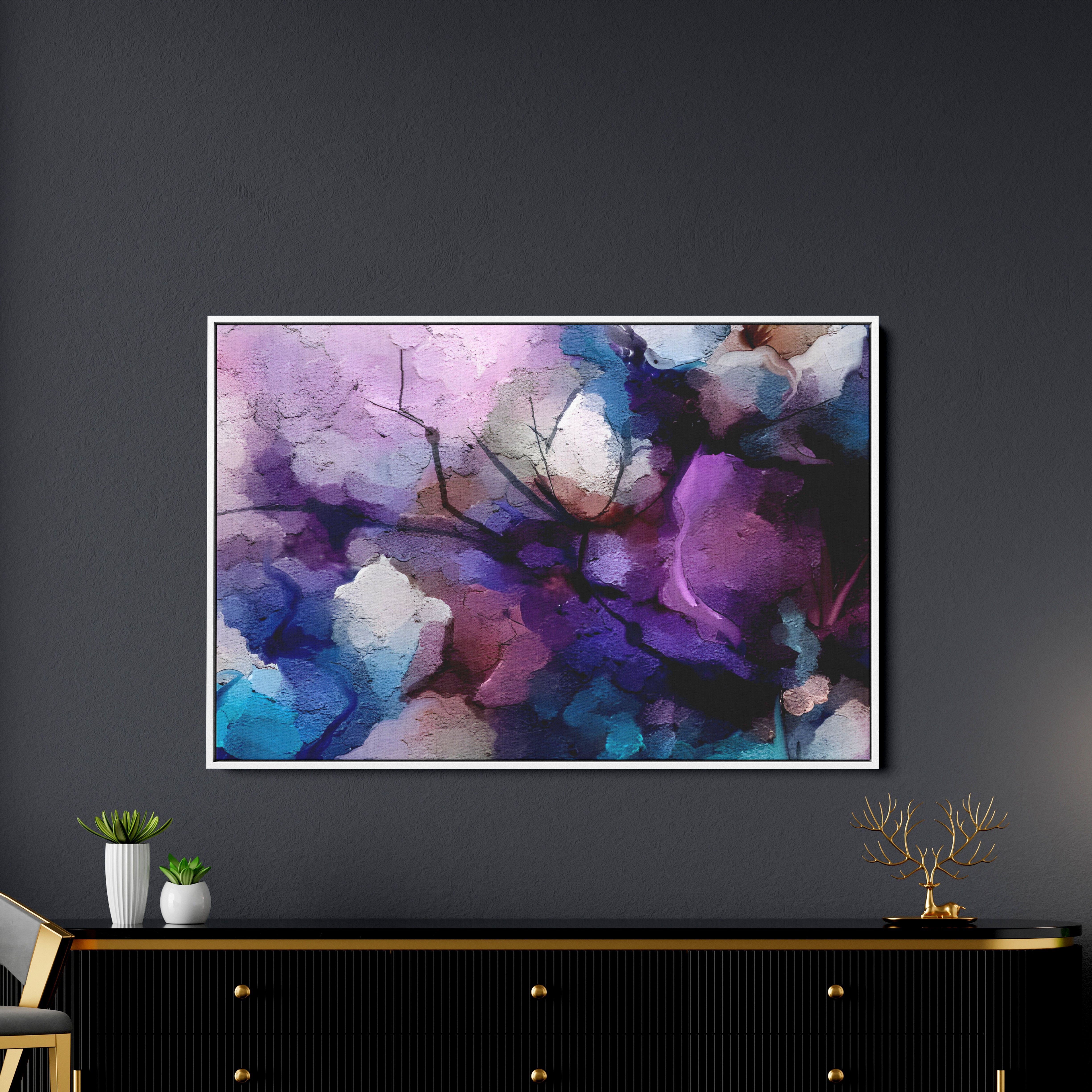 Abstract Purple Ethereal Floral Design Premium Wall Painting
