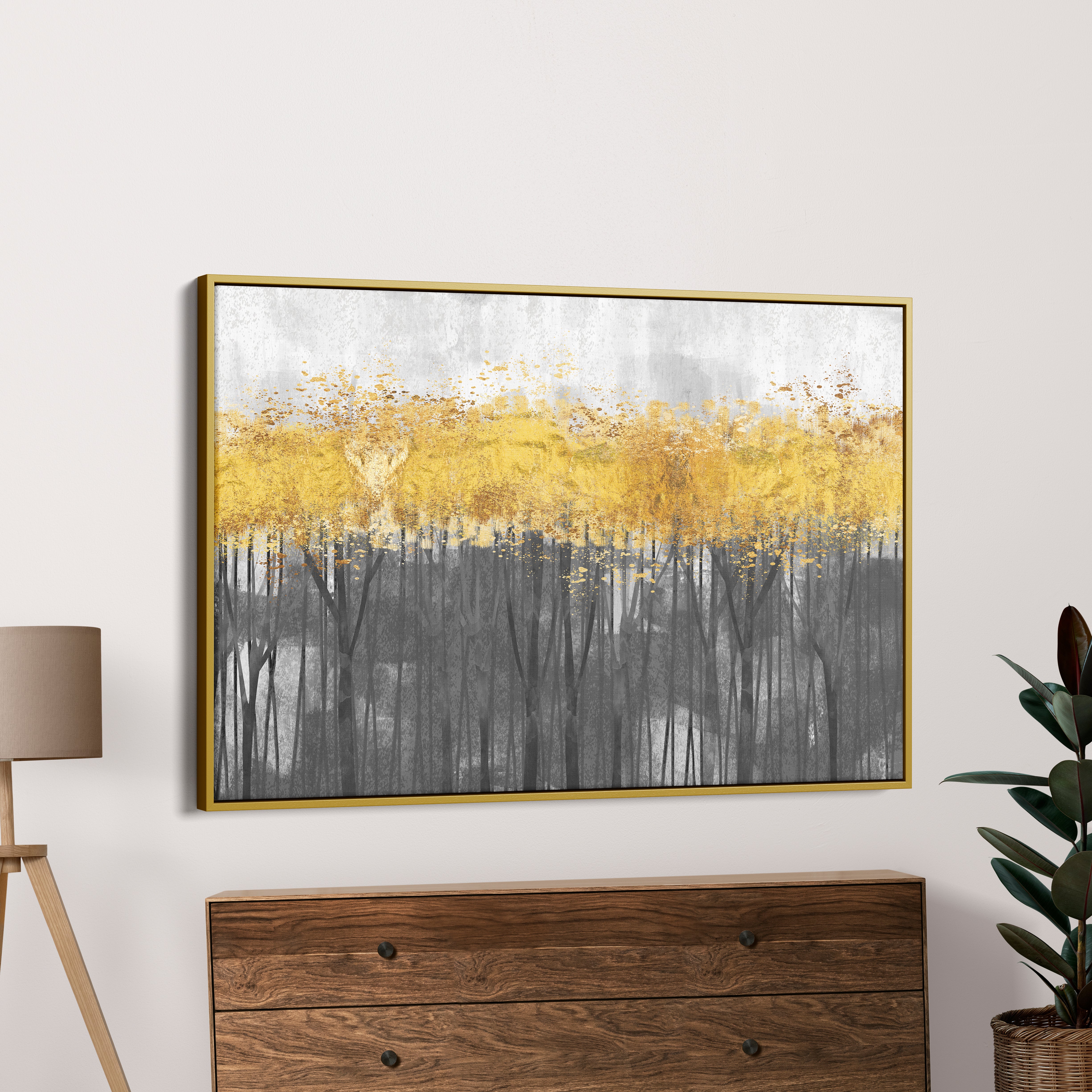 Abstract Golden And Black Mordern Art Canvas Wall Painting