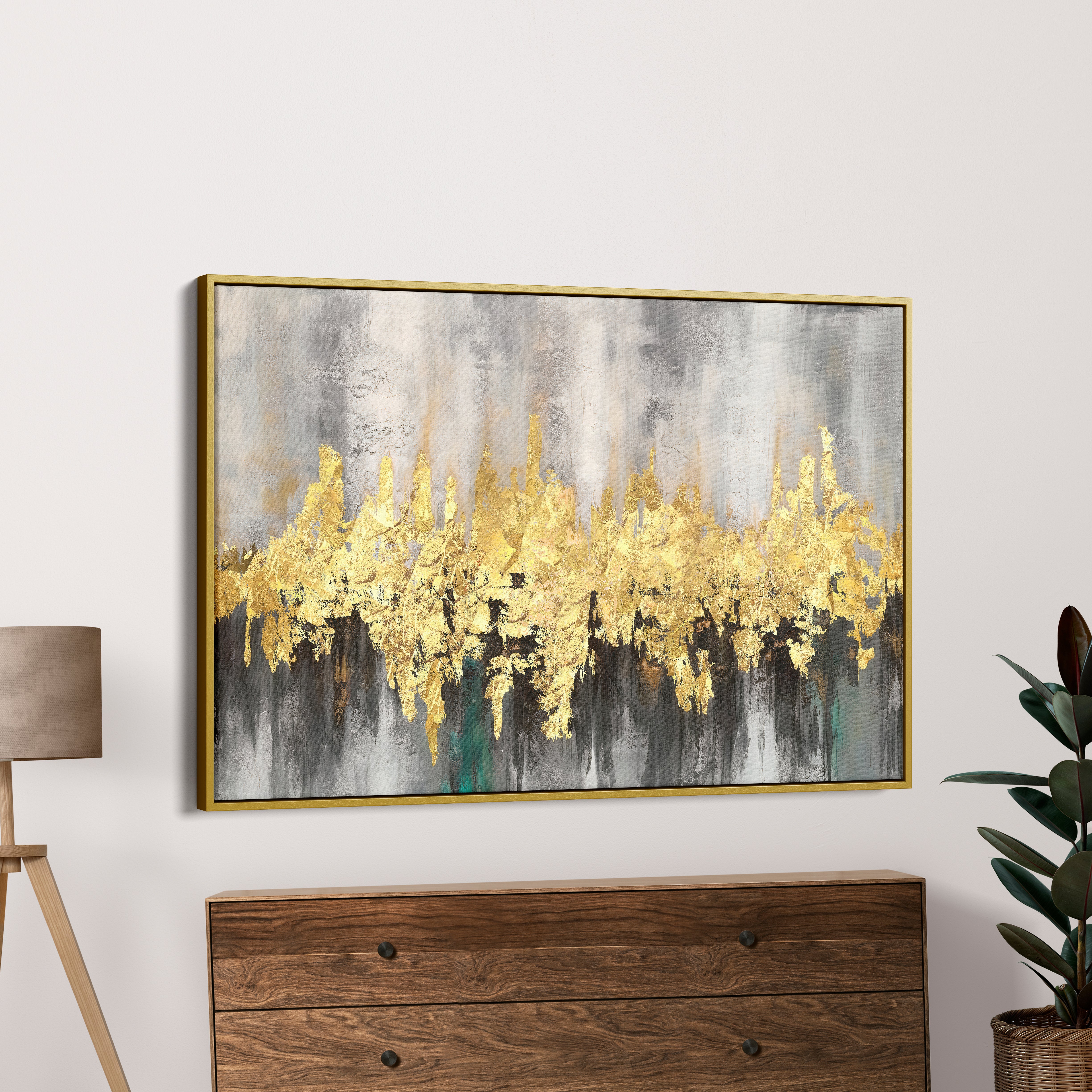 Golden Black And Beige Modern Art Canvas Wall Painting