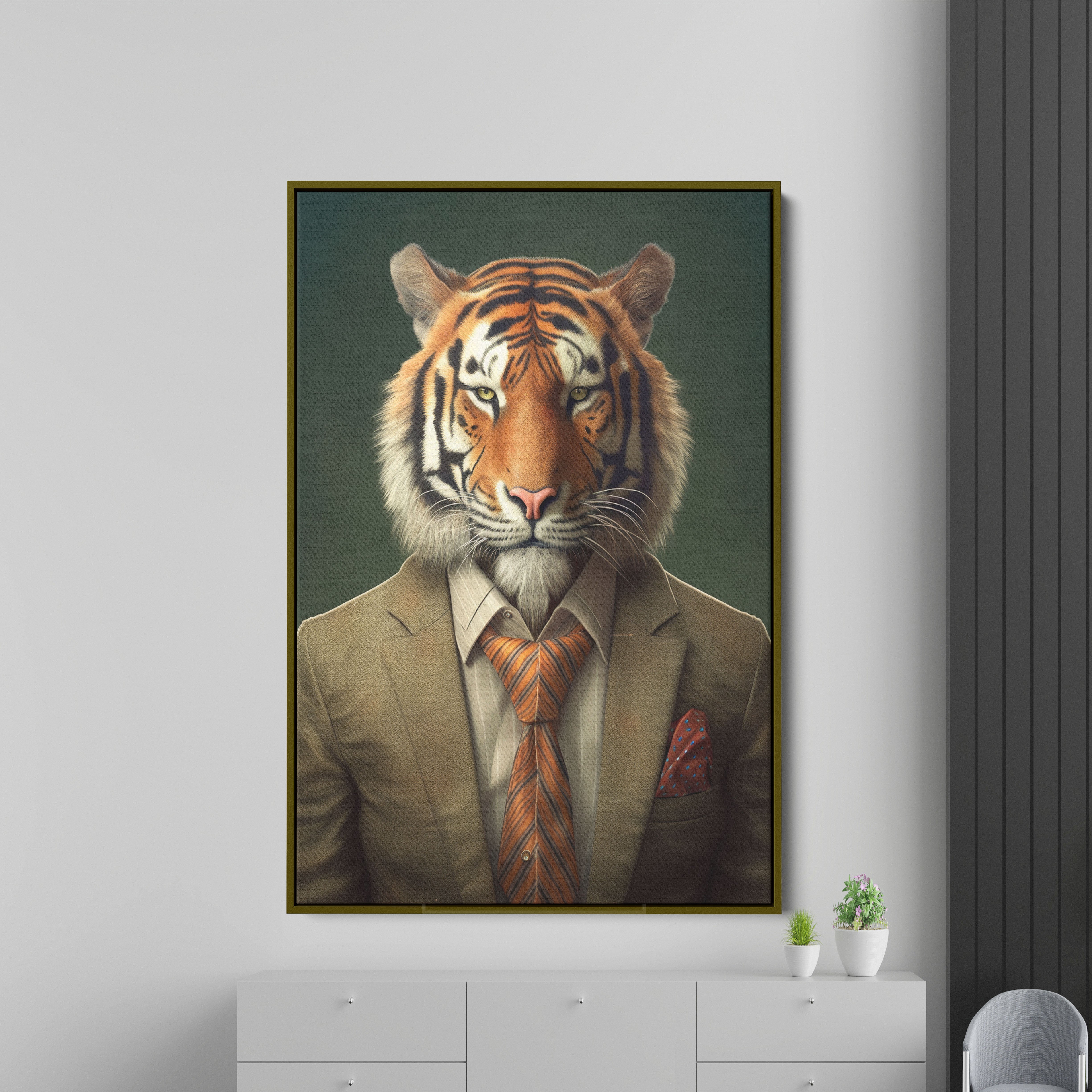 Tiger in Suit Canvas Wall Painting