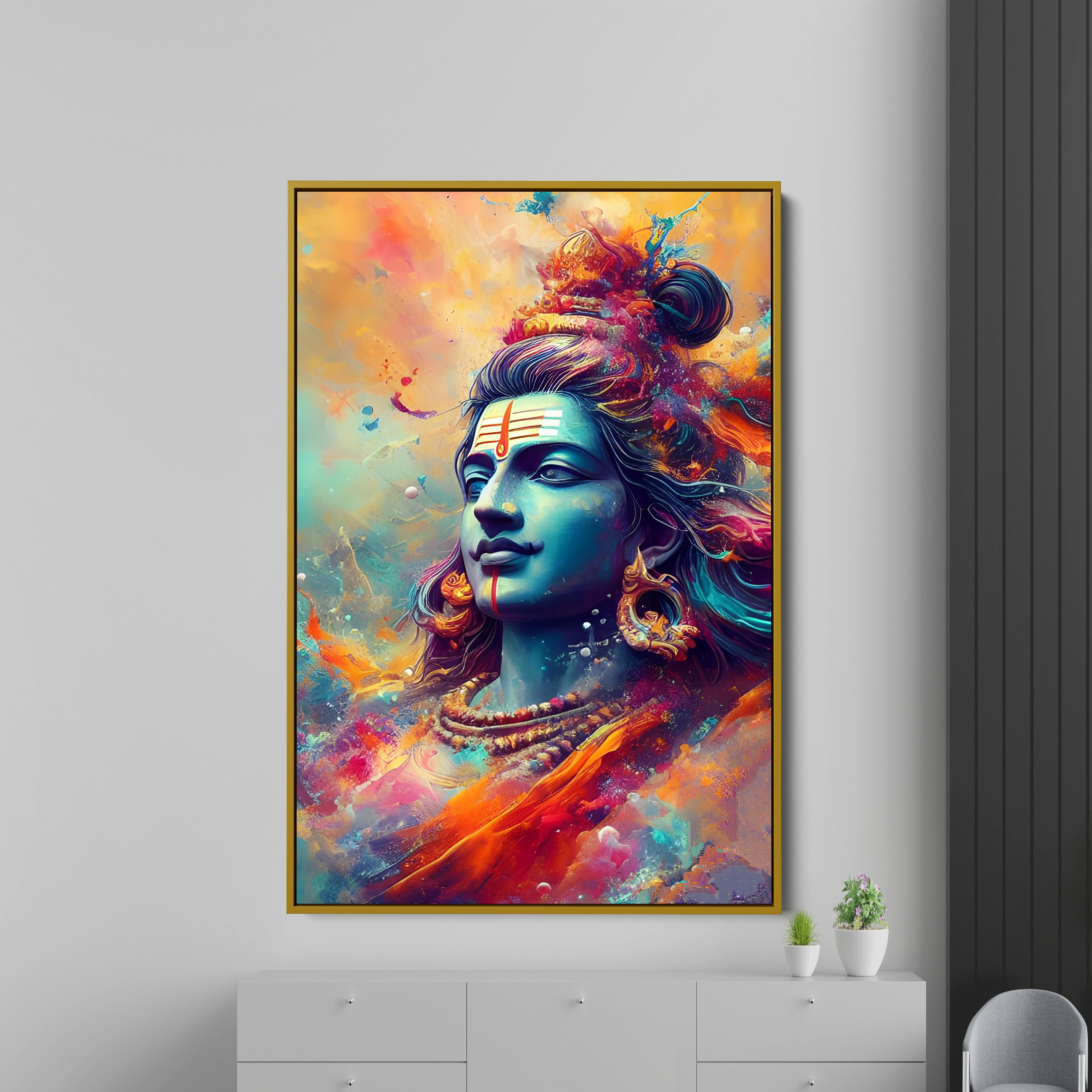 Lord Shiva Colorful  Canvas Wall Painting