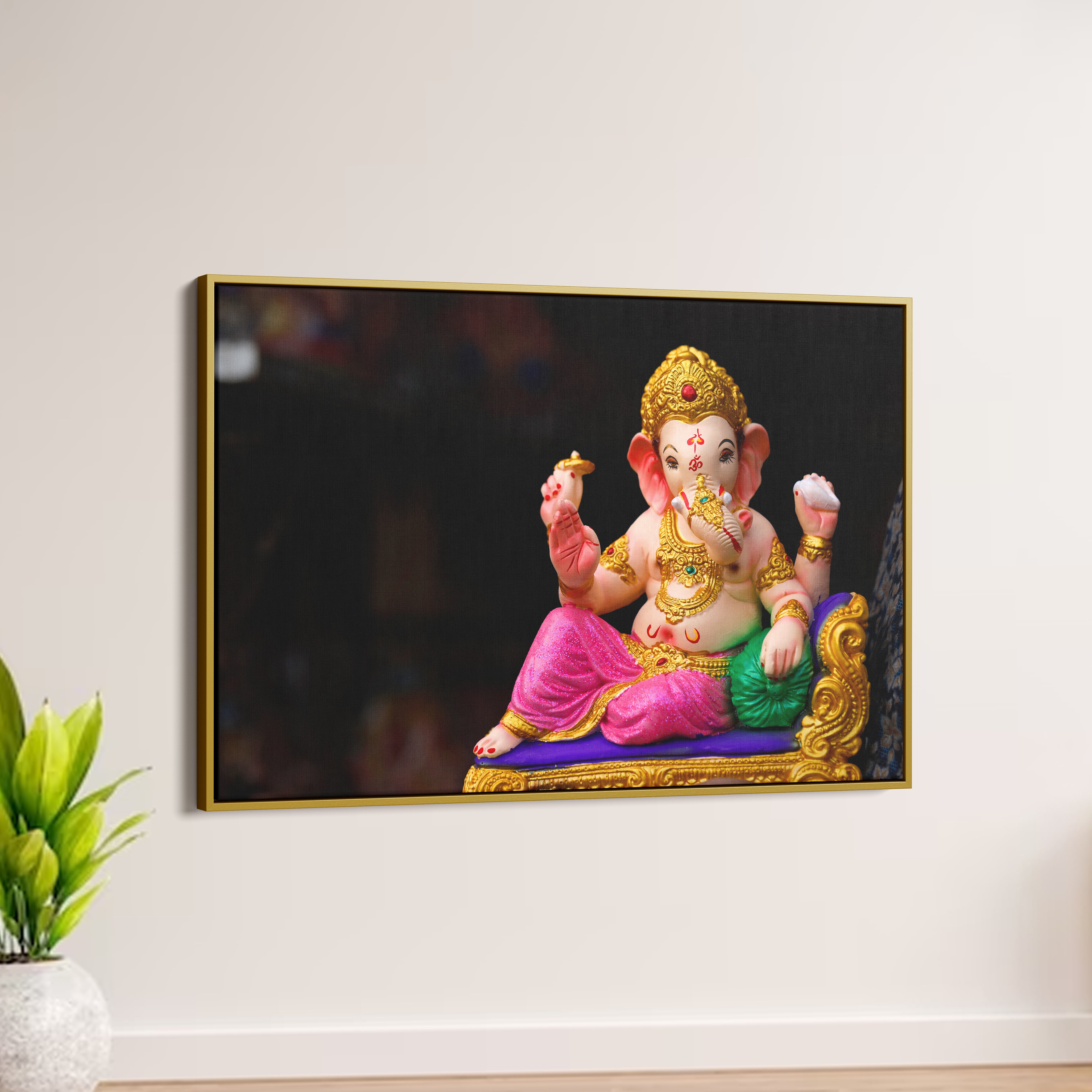 Lord Ganapathi Statue Canvas Wall Painting