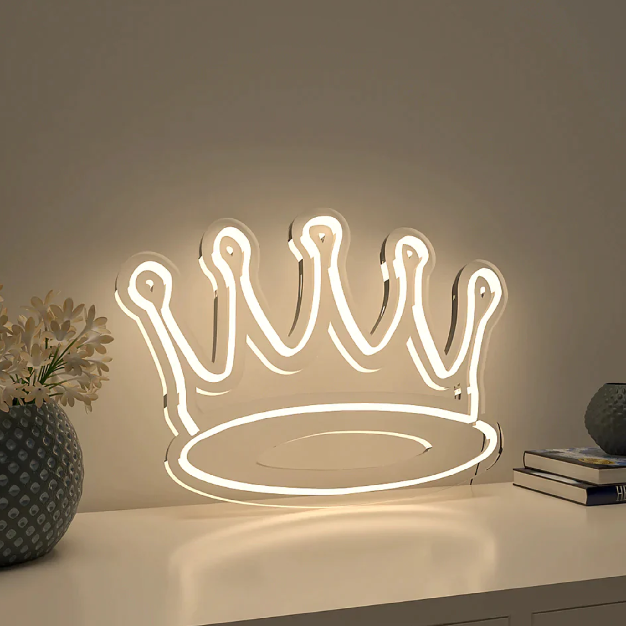 Queen Crown Design Warm LED Neon Light