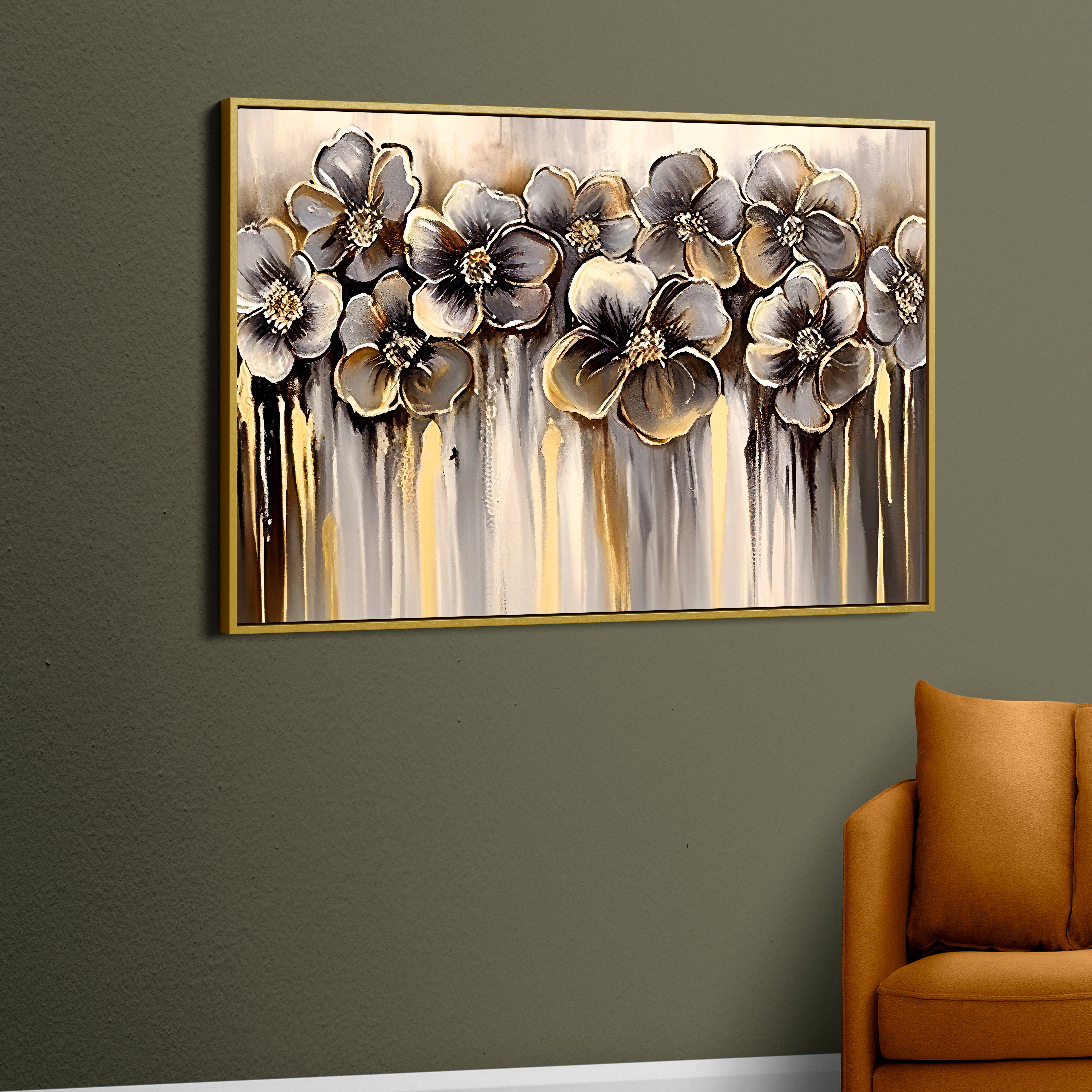 Brown Flower Abstract Art Canvas Wall Painting
