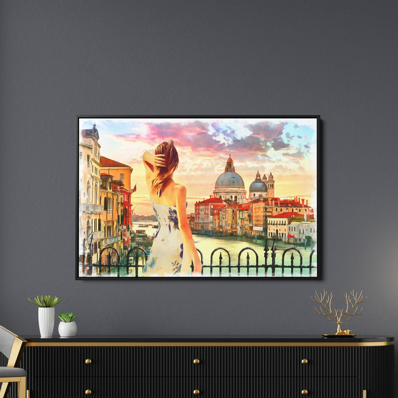 Girl In City View Abstract Art Wall Painting
