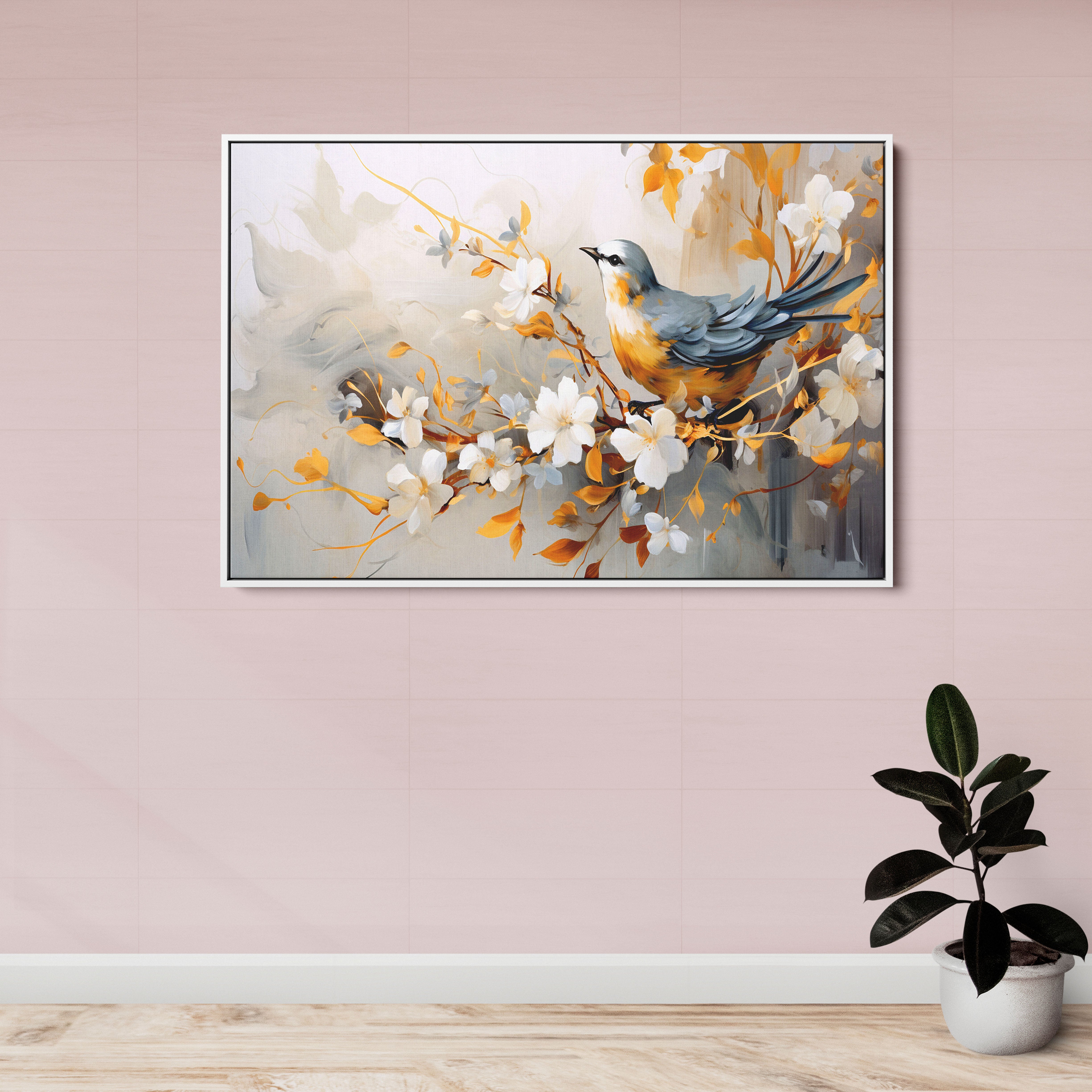 Abstract Birds and Flower Canvas Wall Painting