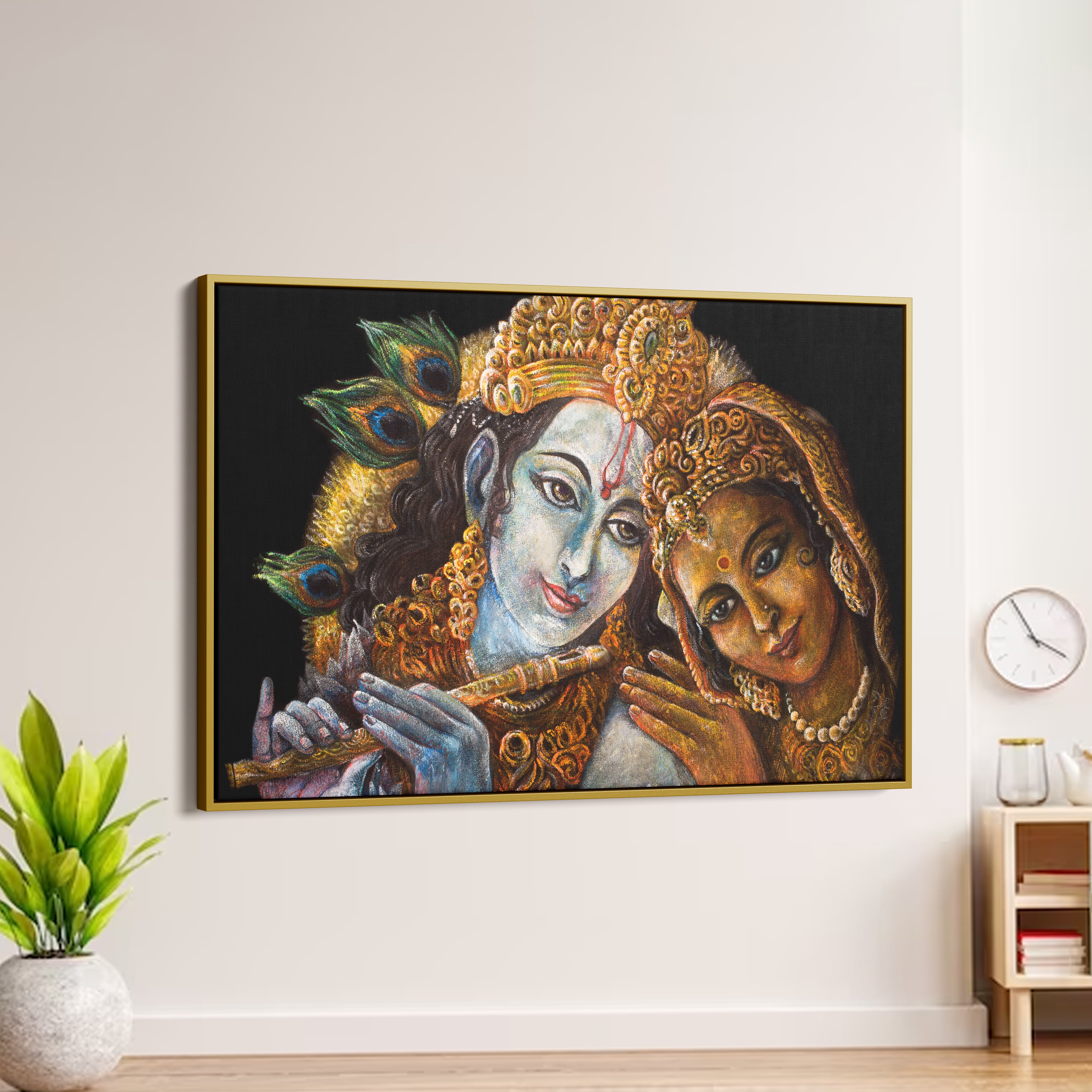 Divine Couple Krishna and Radha Canvas Wall Painting