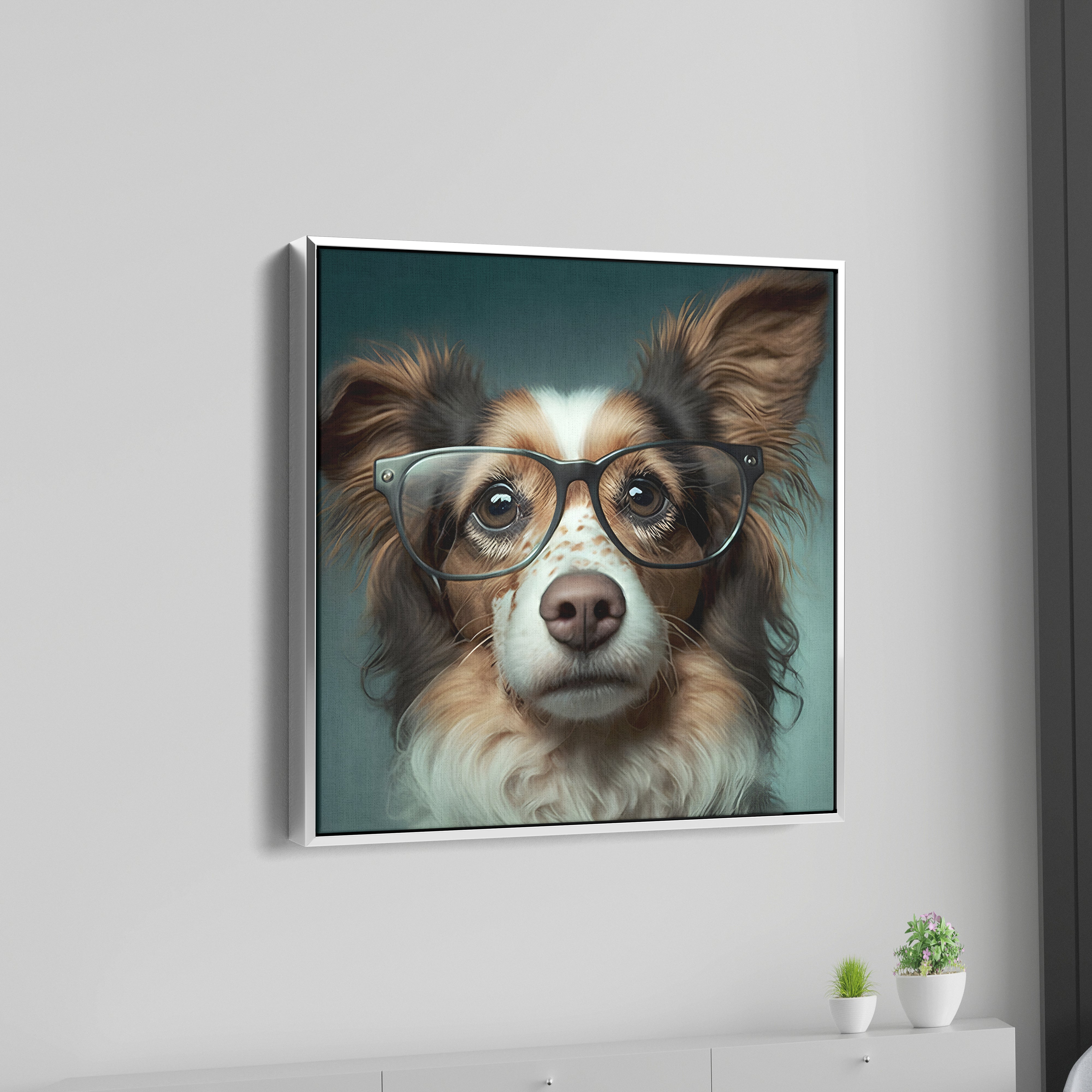 A Dog Wearing Glasses Canvas Wall Painting