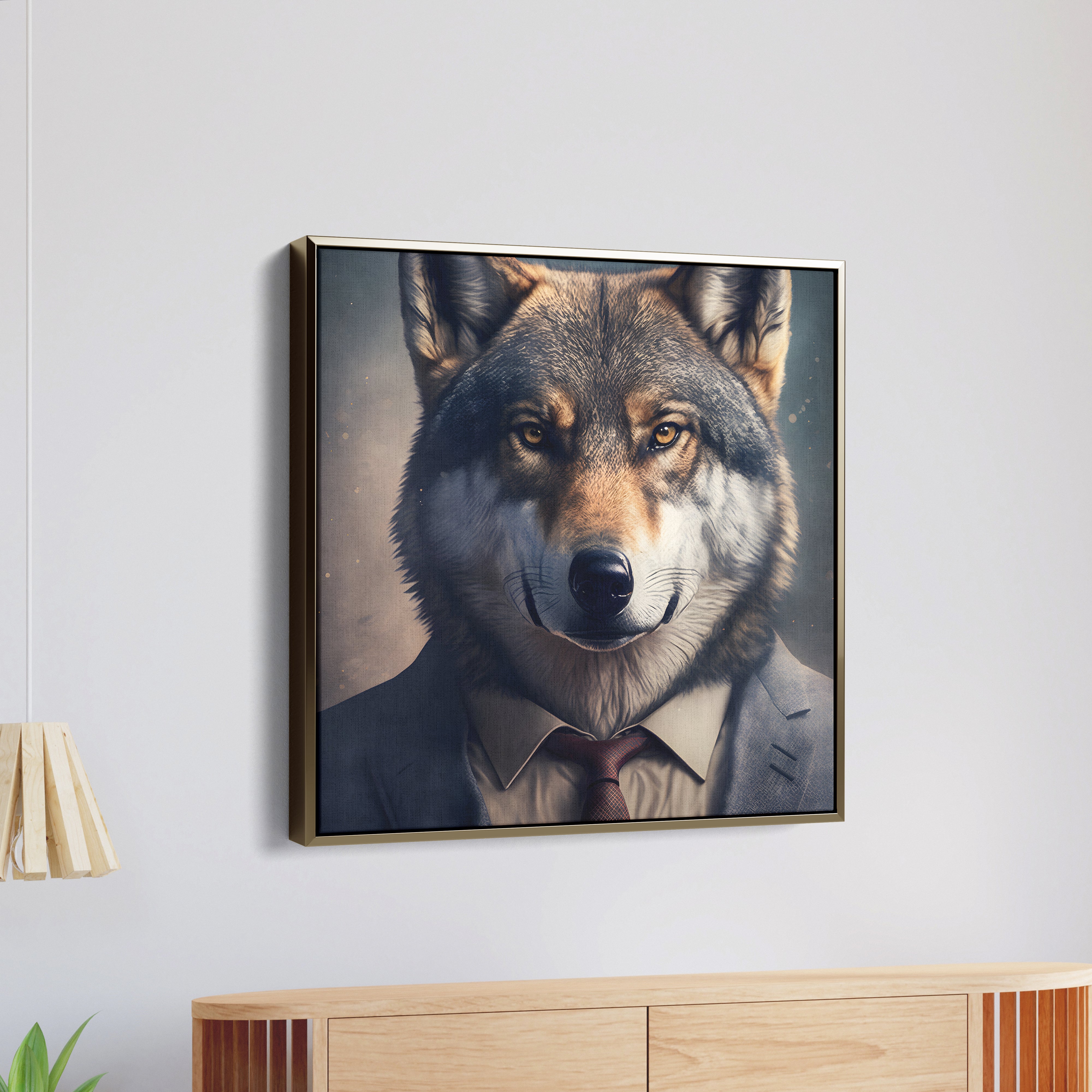 Wolf In Suit Canvas Wall Painting