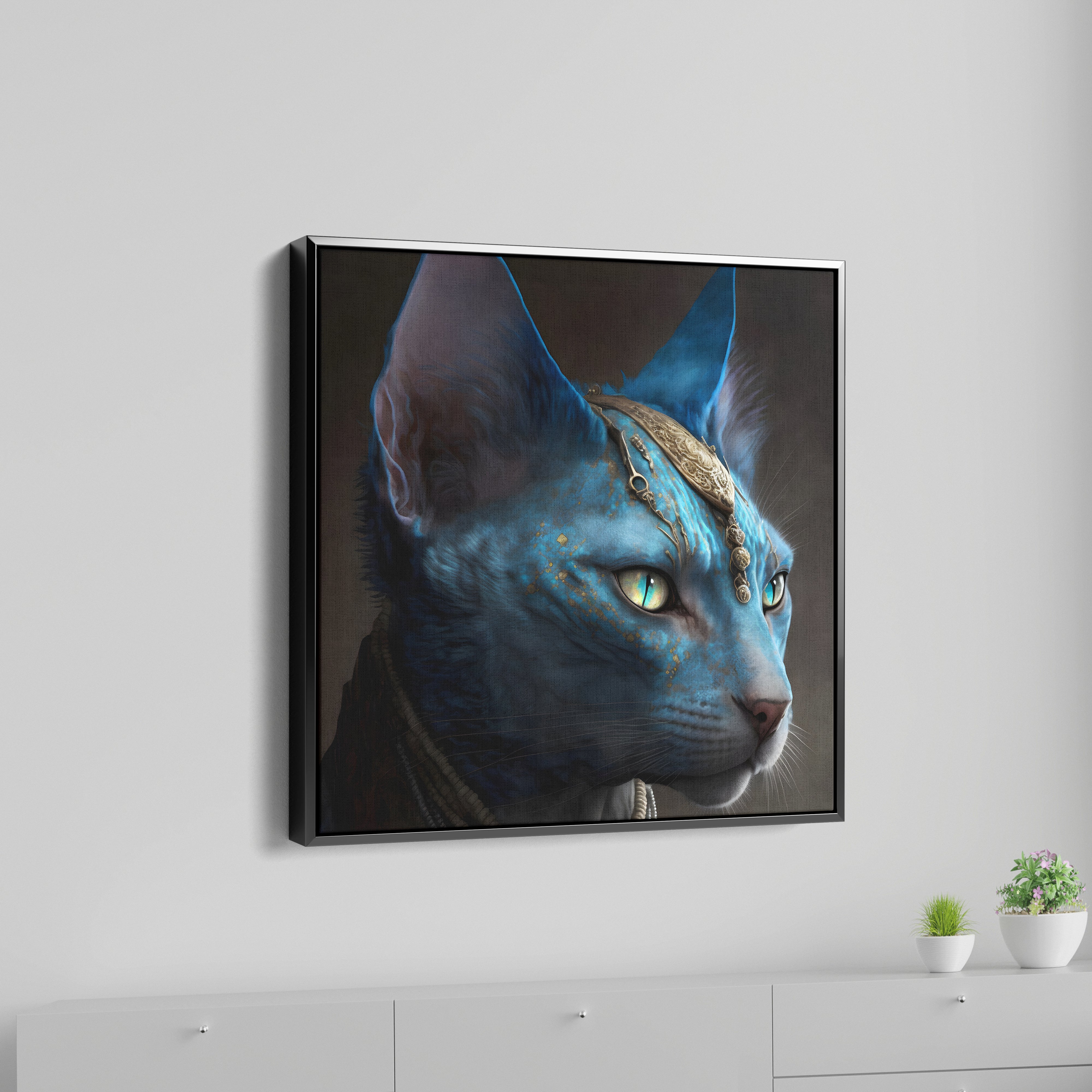 Blue Cat Canvas Wall Painting