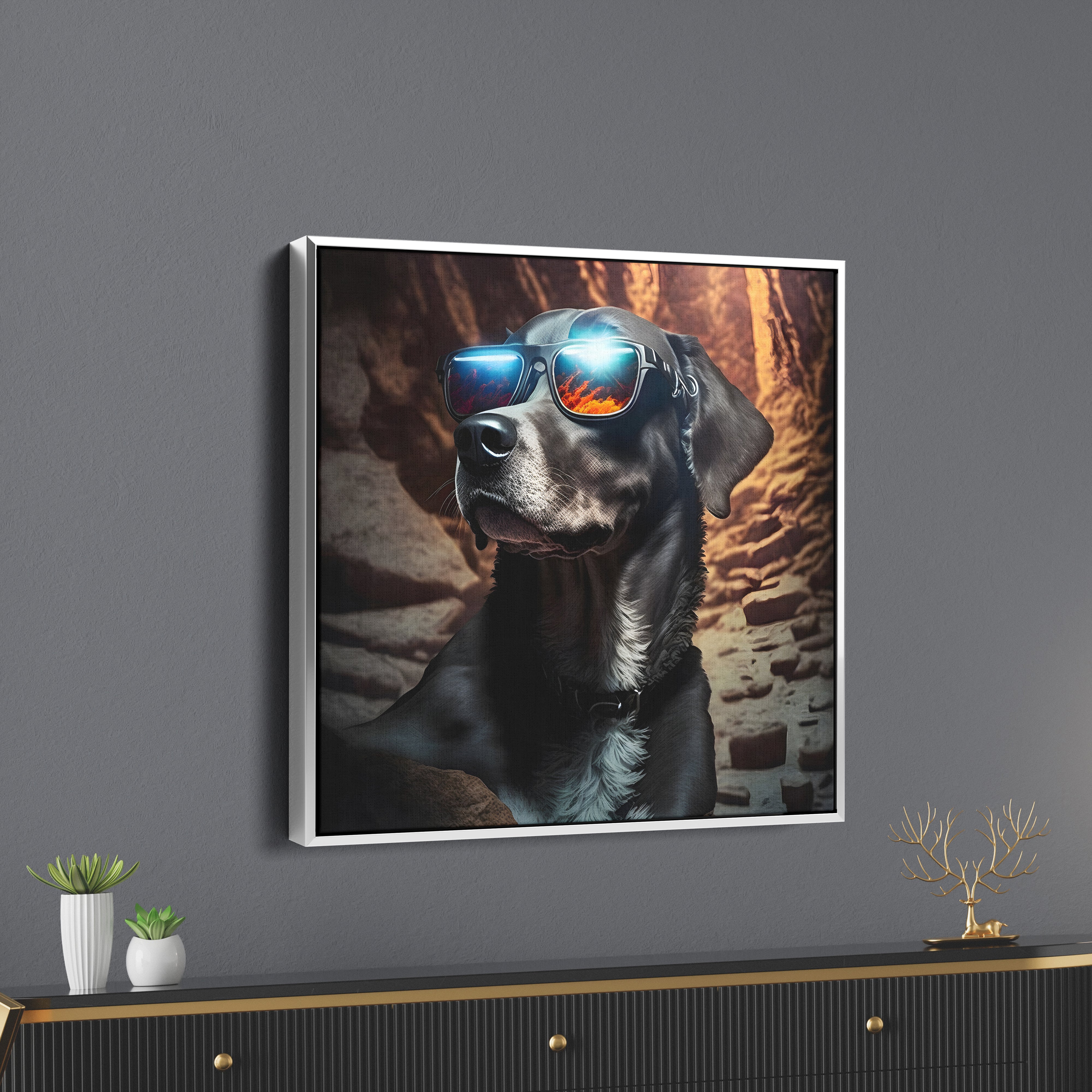 Dog Wearing Sun Glasses Canvas Wall Painting