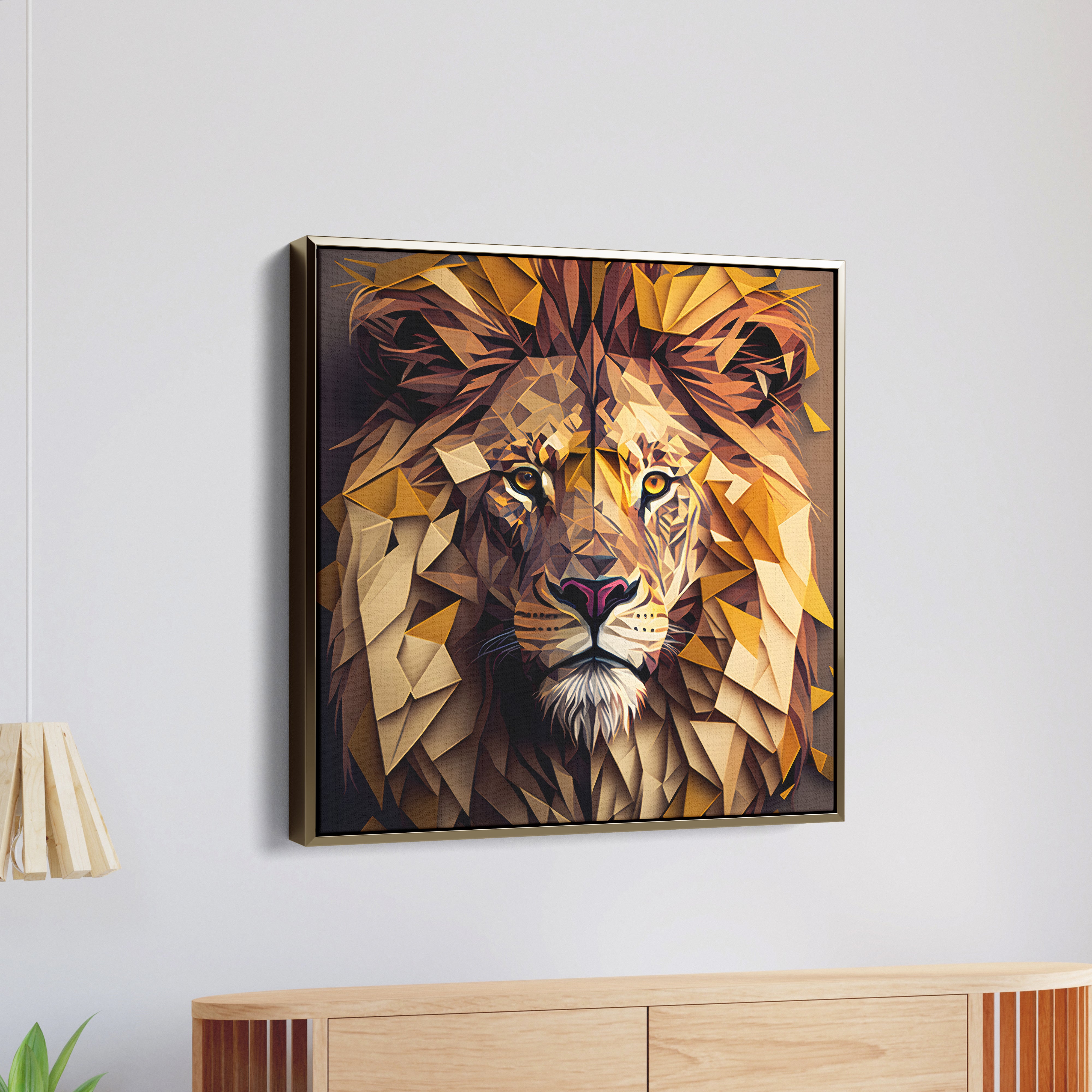 Cubism Lion Cross Stitch Pattern Canvas Wall Painting