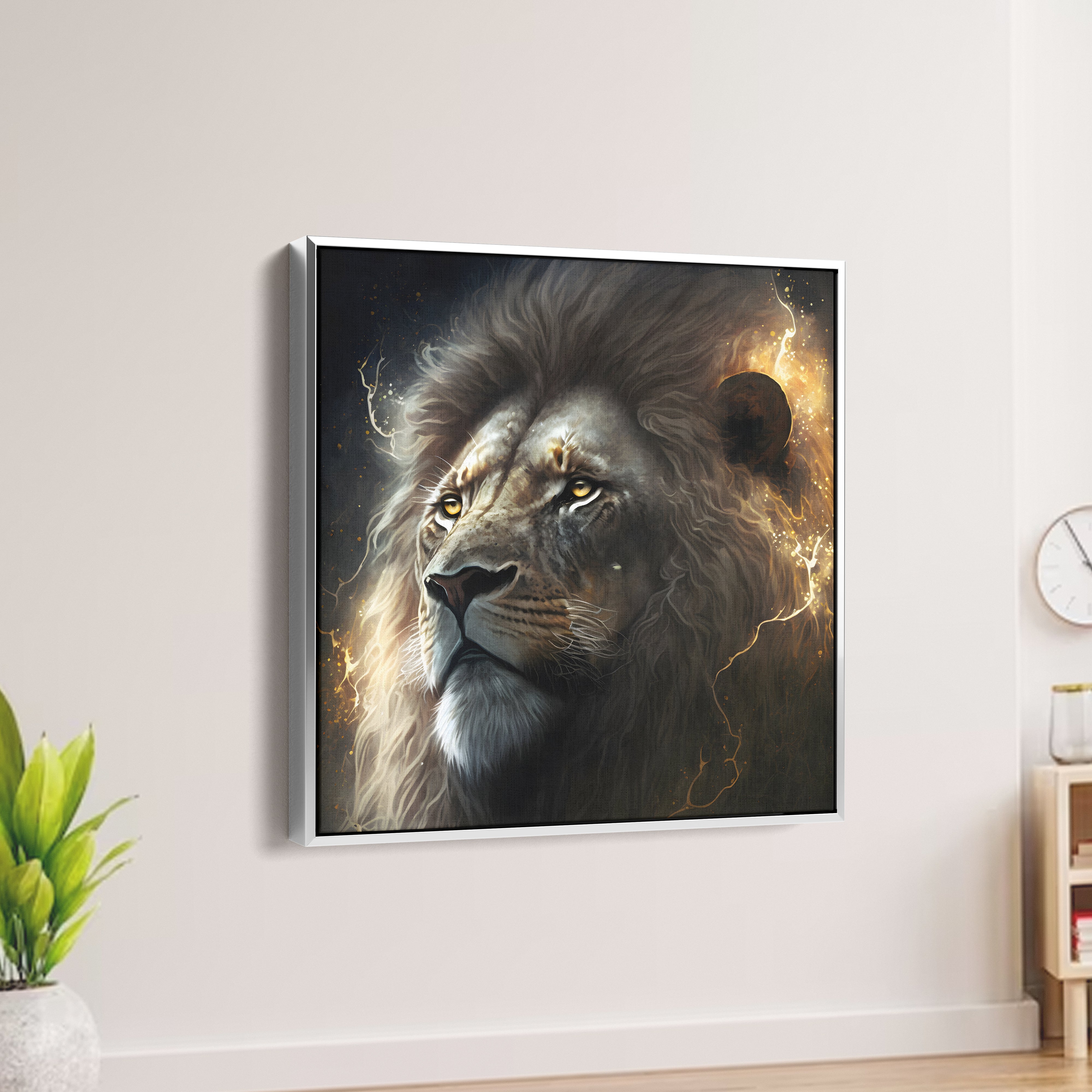 Thunder Lion Face Canvas Wall Painting
