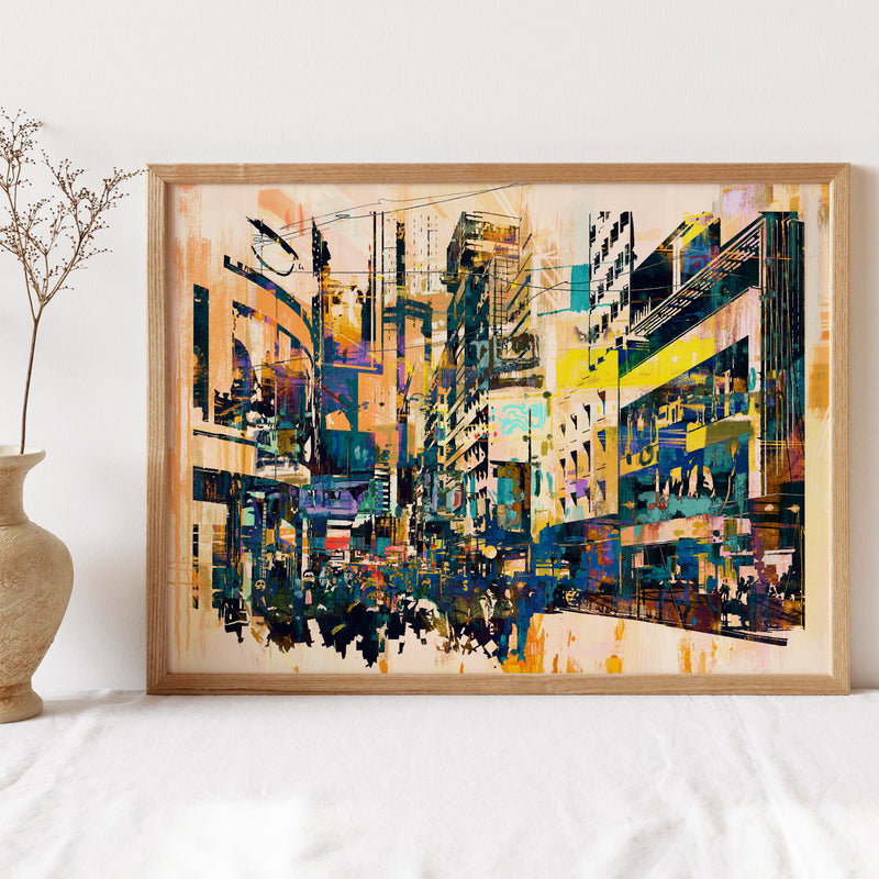 City in Sunlight Abstract Canvas Wall Painting