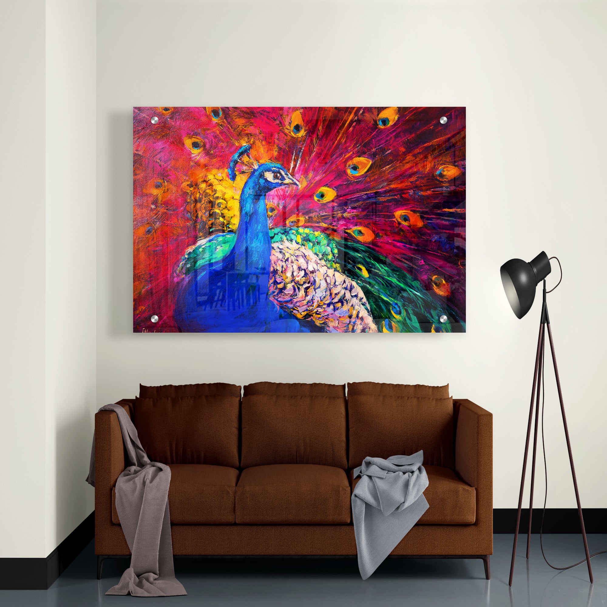 Vivid Peacock Abstract Art Acrylic Painting