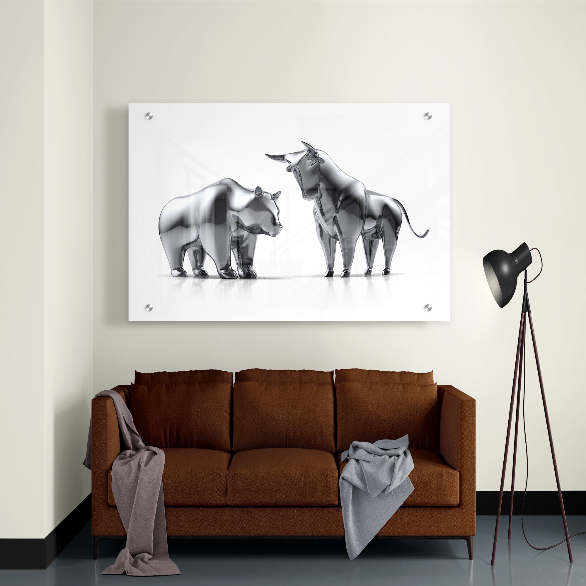 Bull And Bear Premium Acrylic Wall Painting