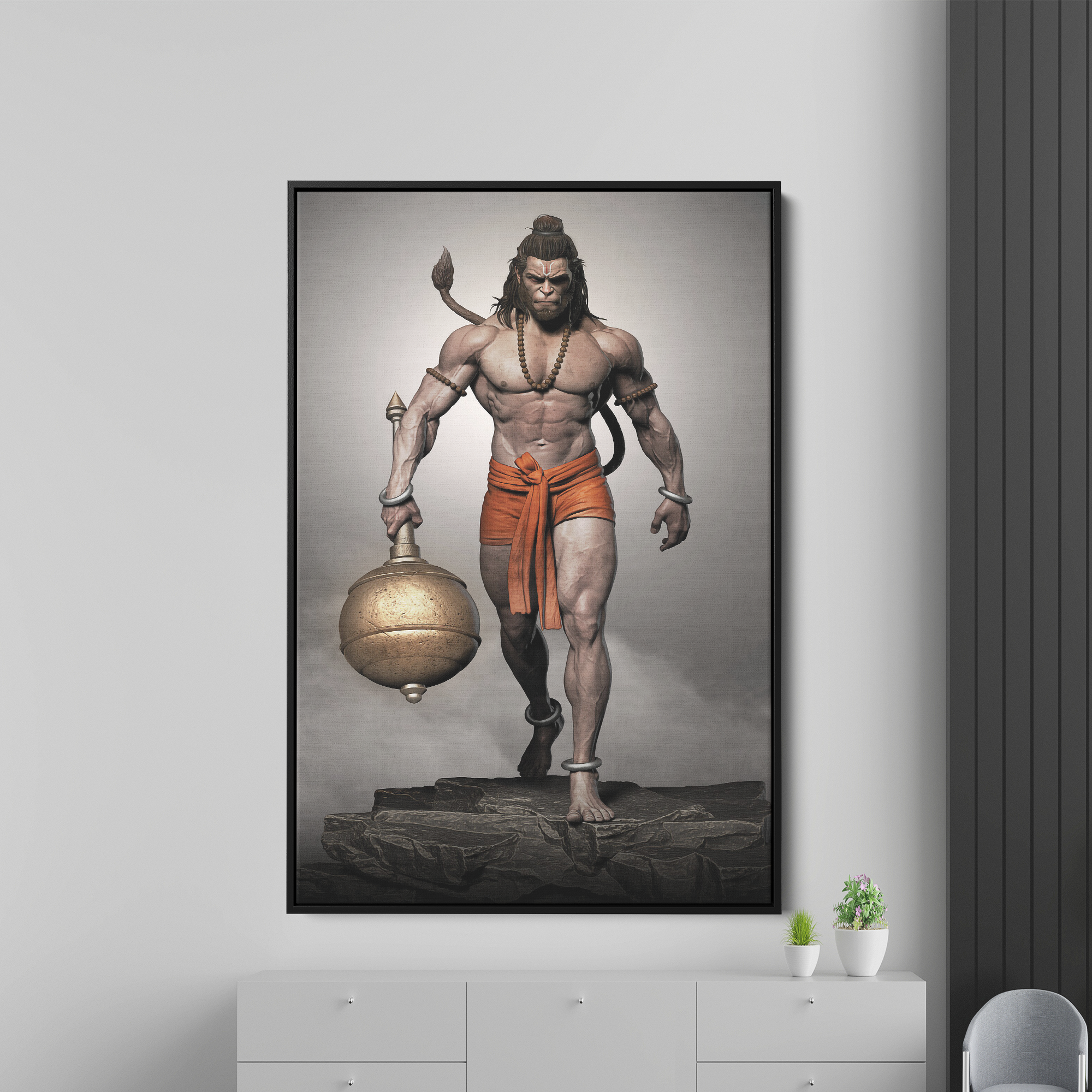 Attractive Lord Hanuman Canvas Wall Painting