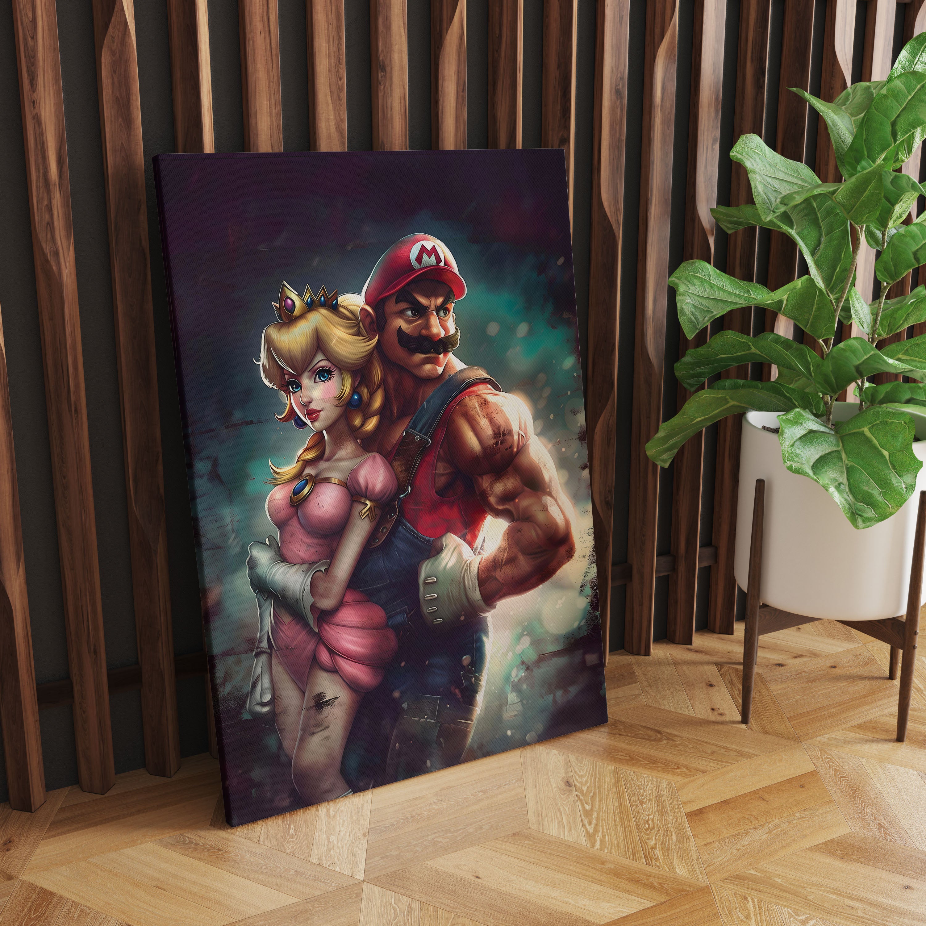 Mario and Princess Canvas Wall Painting