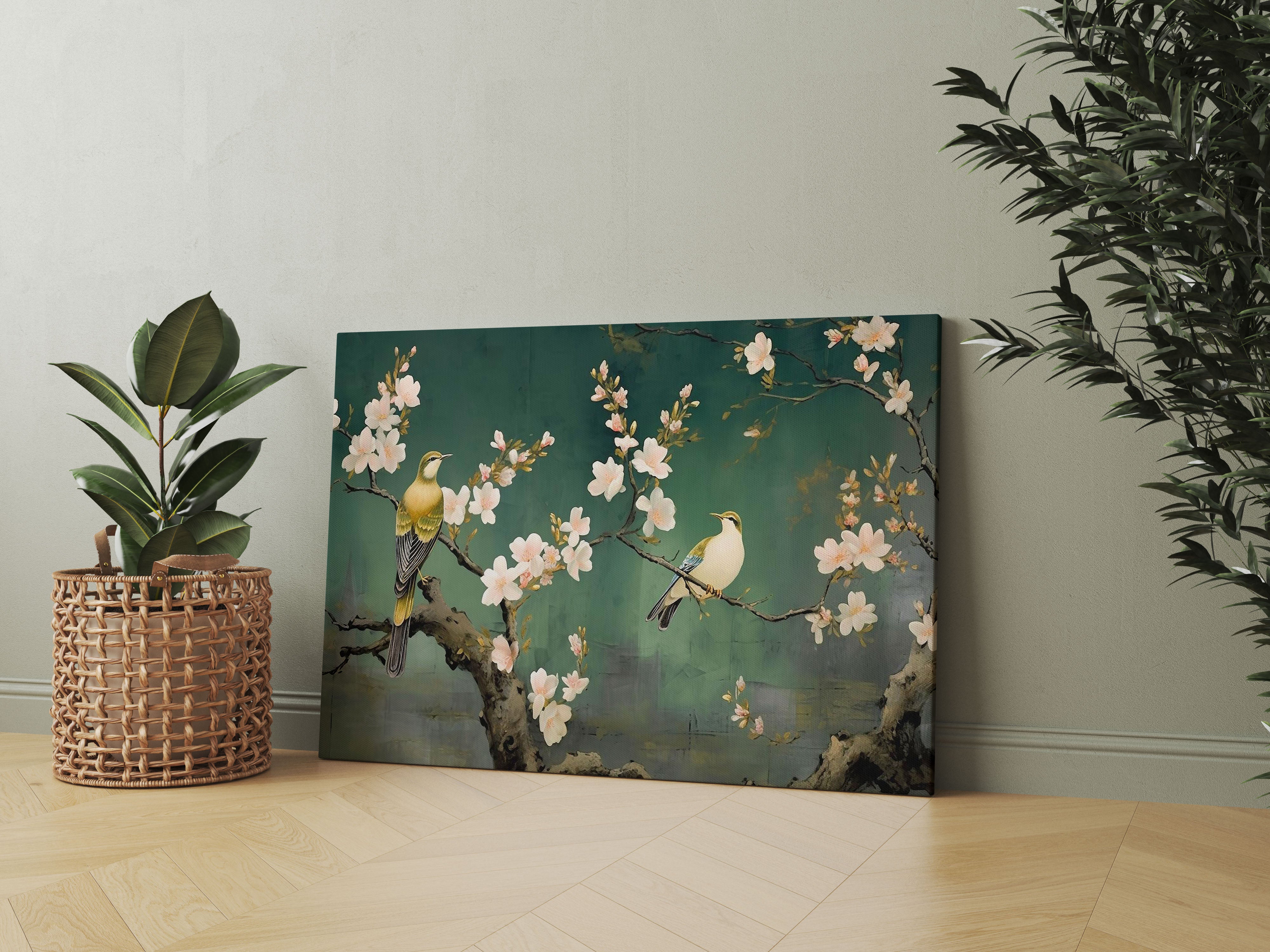 Flower Tree And Birds Canvas Wall Painting