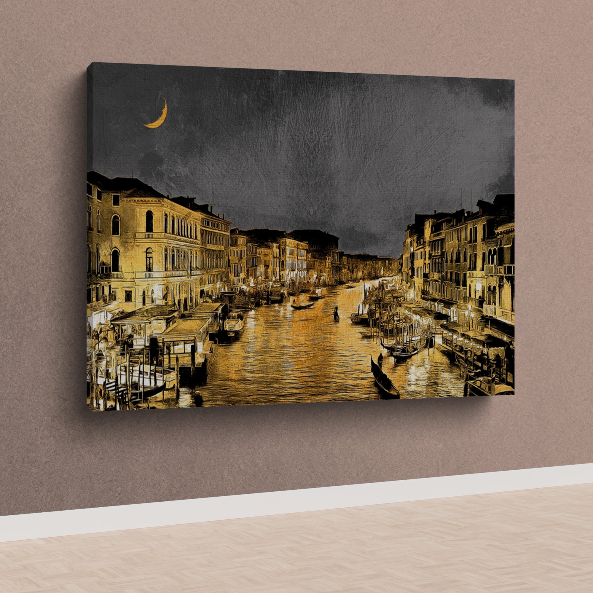 Beautiful Venice City at Night Wall Painting