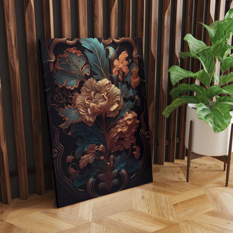Dark Floral Seamless Pattern Luxury Canvas Wall Painting