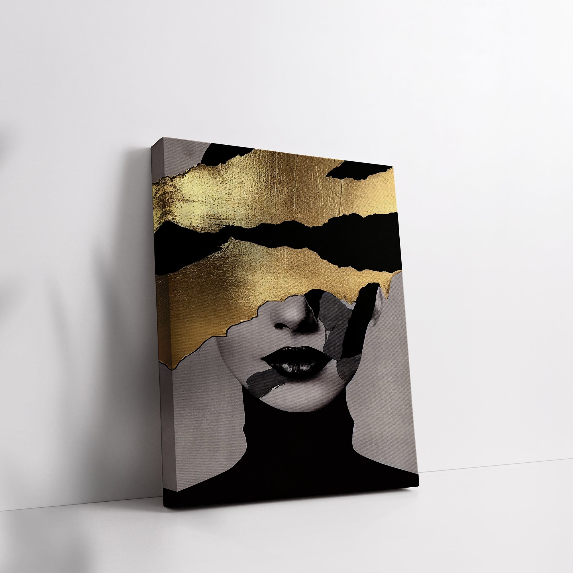 Black And Gold Art Women Stretch Canvas Wall Painting