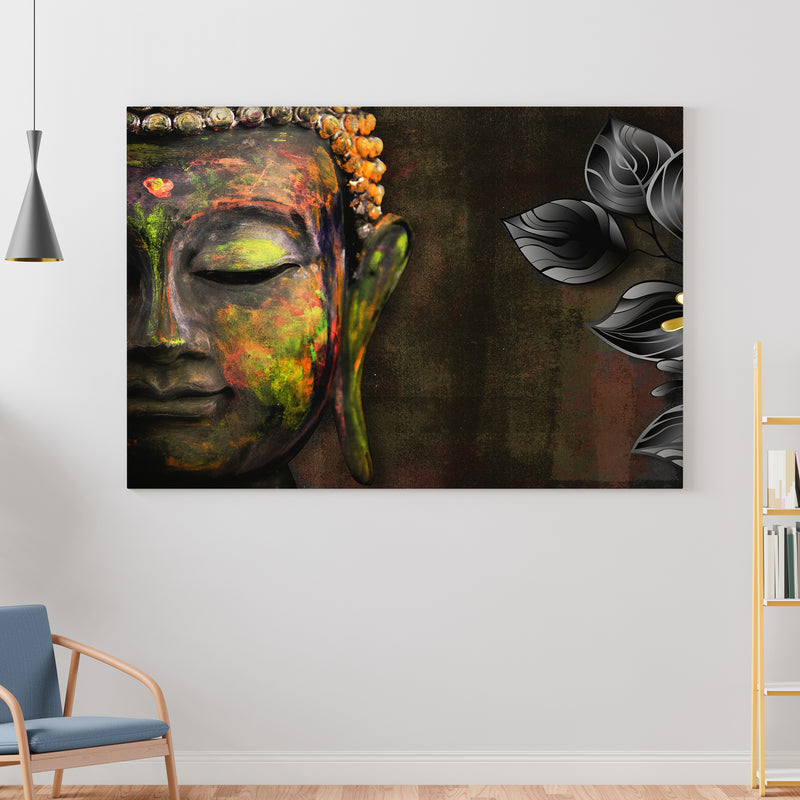 Modern Buddha Head Stretch Canvas Wall Painting