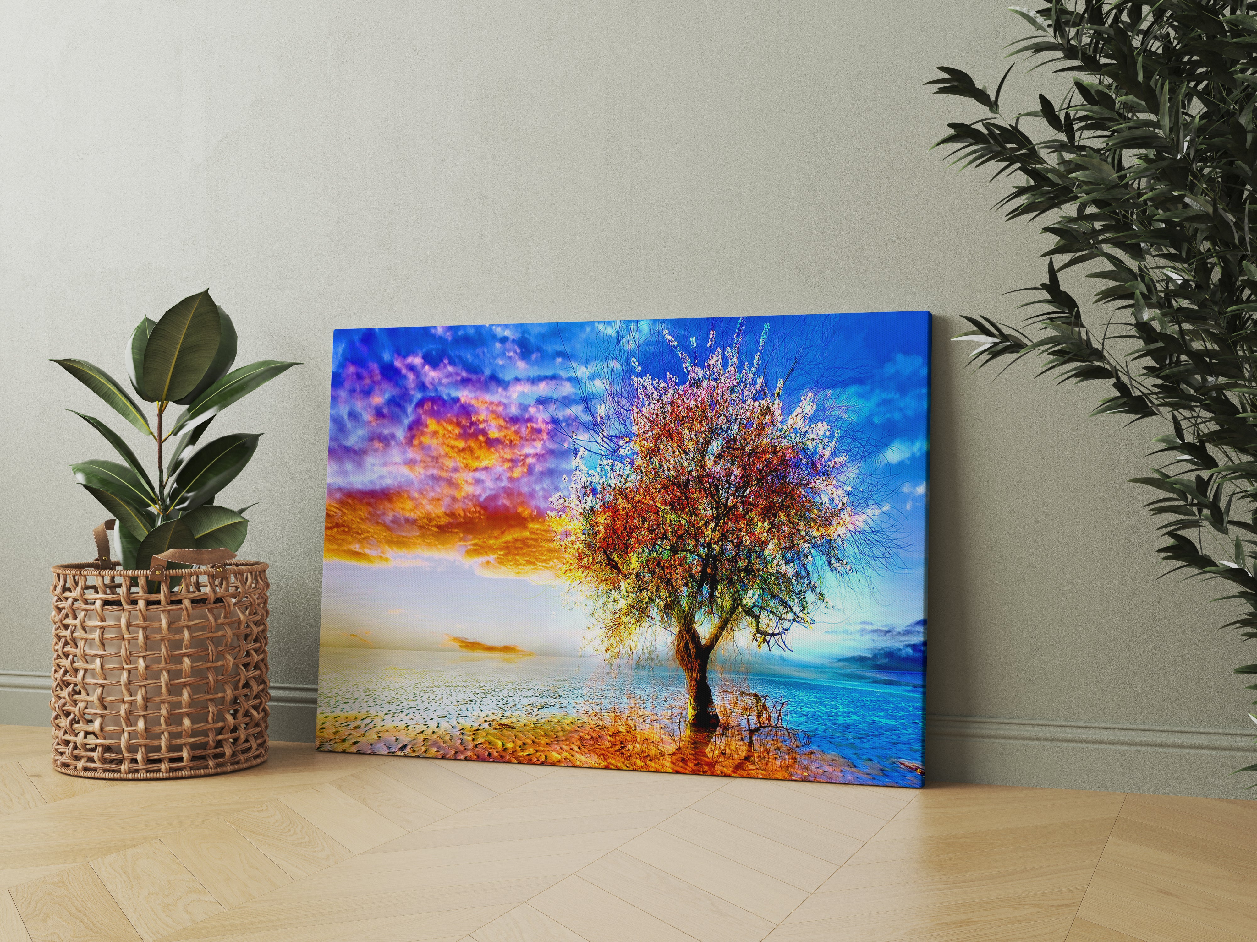 Panoramic Abstract Tree Canvas Wall Painting