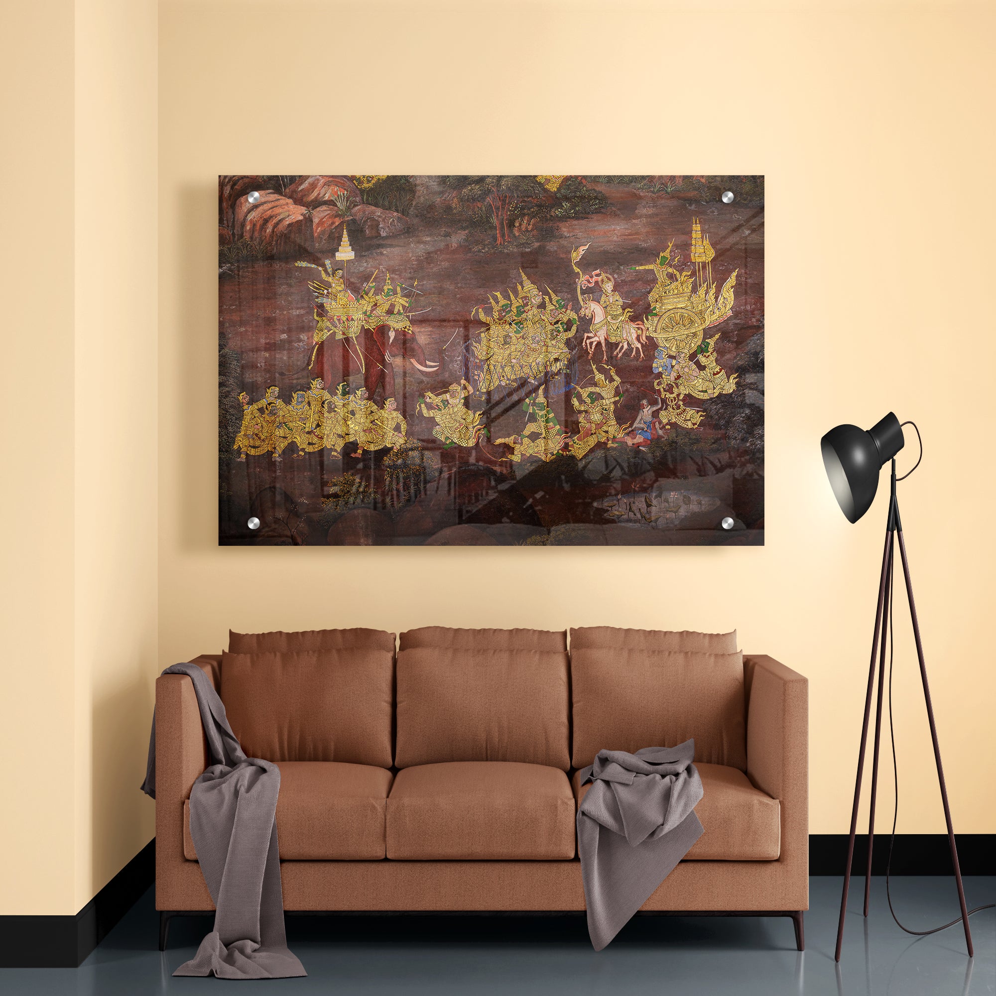 Gold Color Of Old Mural Is The Story Of Ramakian Premium Acrylic Wall Painting