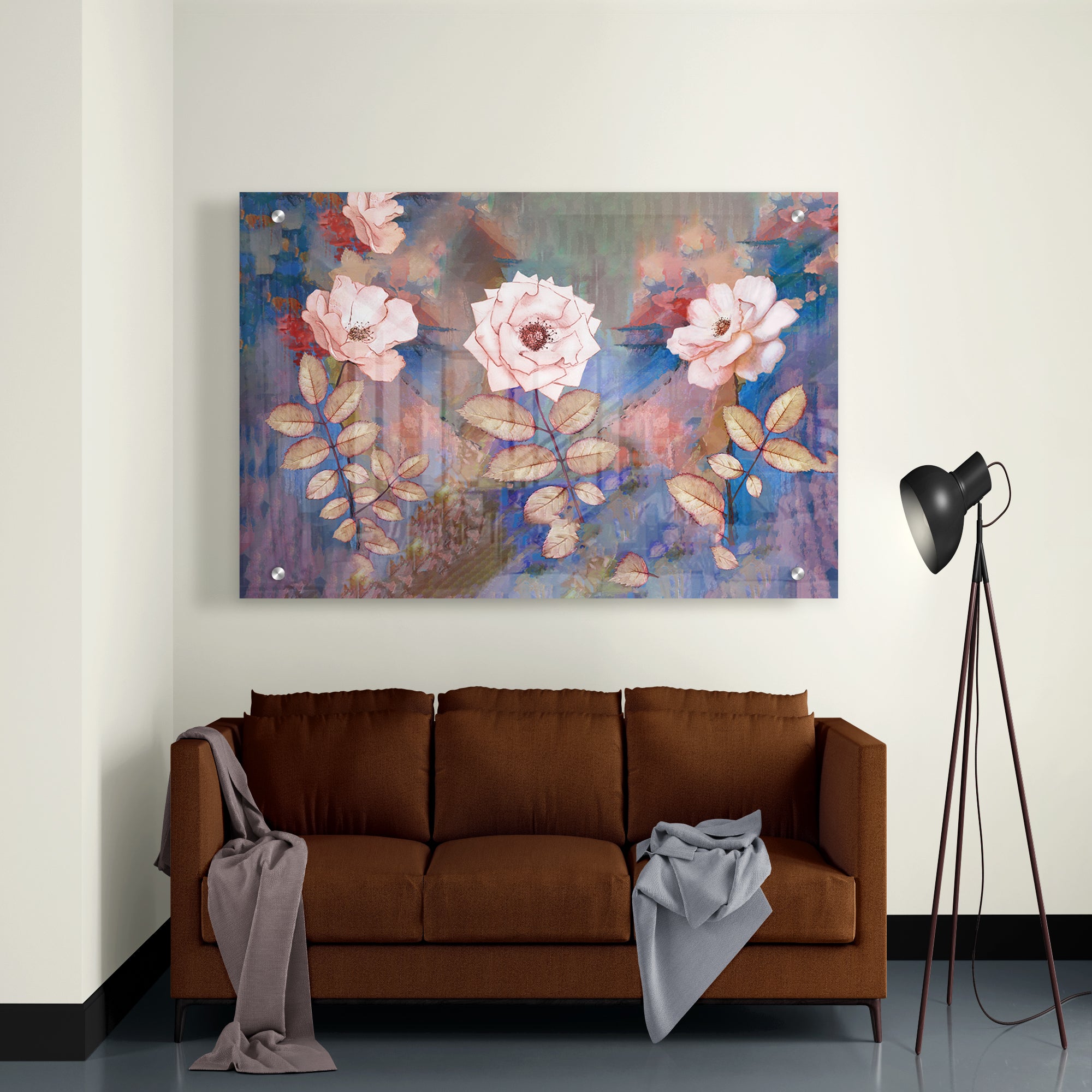 Modern Abstract Art of Pink Rose Acrylic Painting